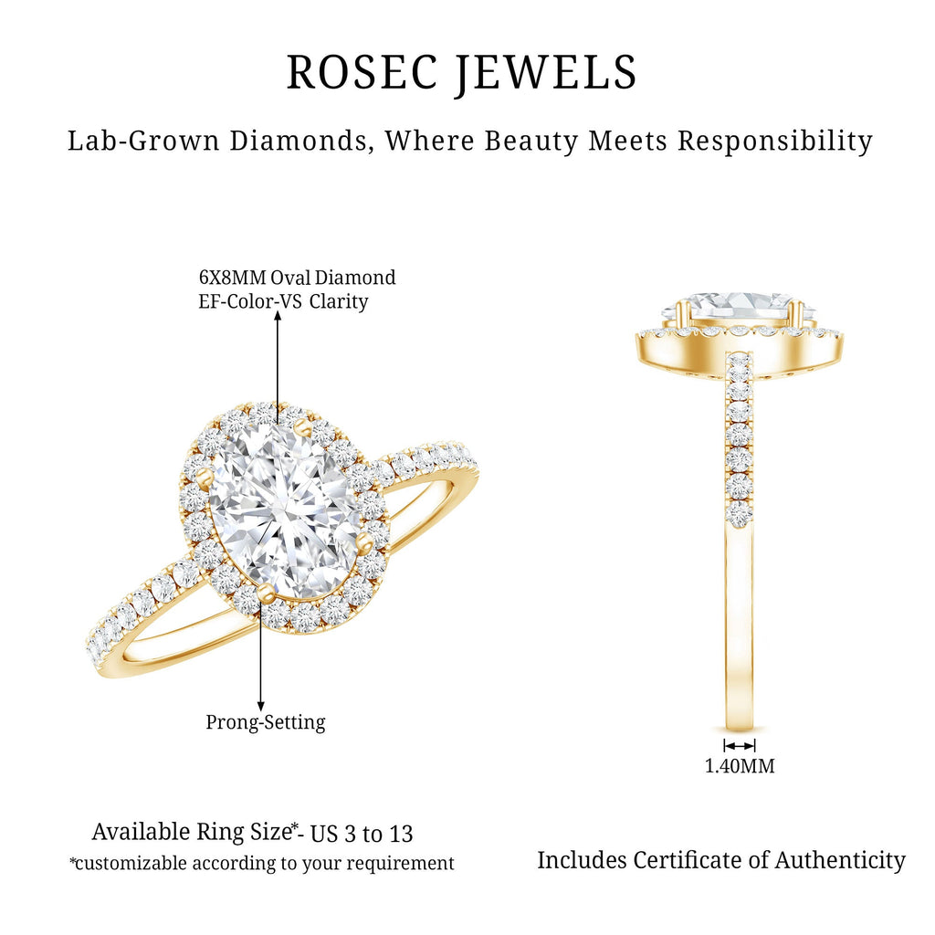 Certified 1.2 Carat Lab Grown Diamond Oval Engagement Ring With Side Stones