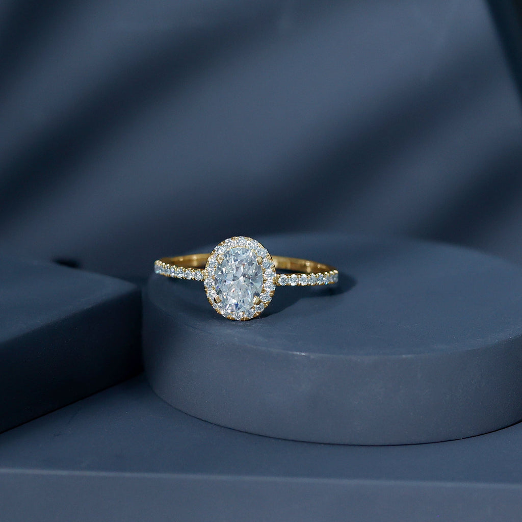 Certified 1.2 Carat Lab Grown Diamond Oval Engagement Ring With Side Stones
