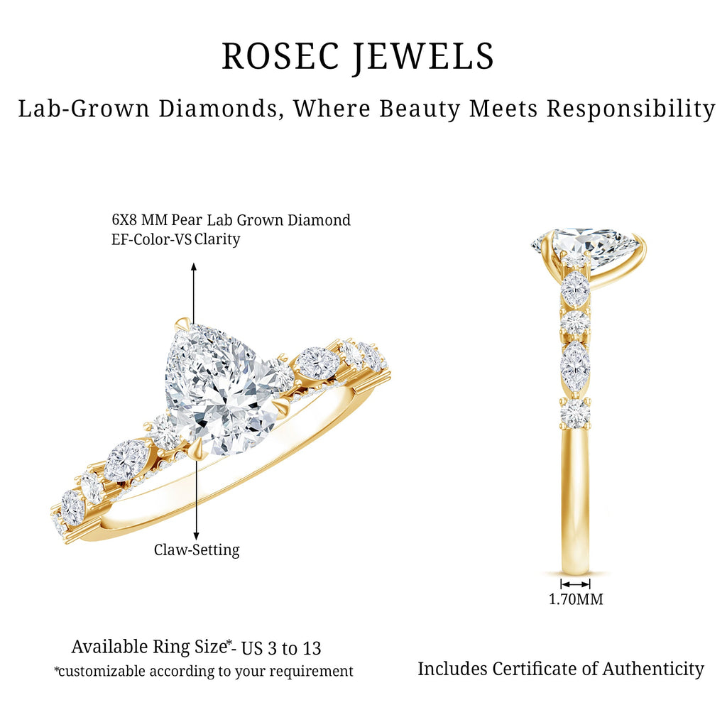 1.3 Carat Certified Lab Grown Diamond Pear Shaped Engagement Ring