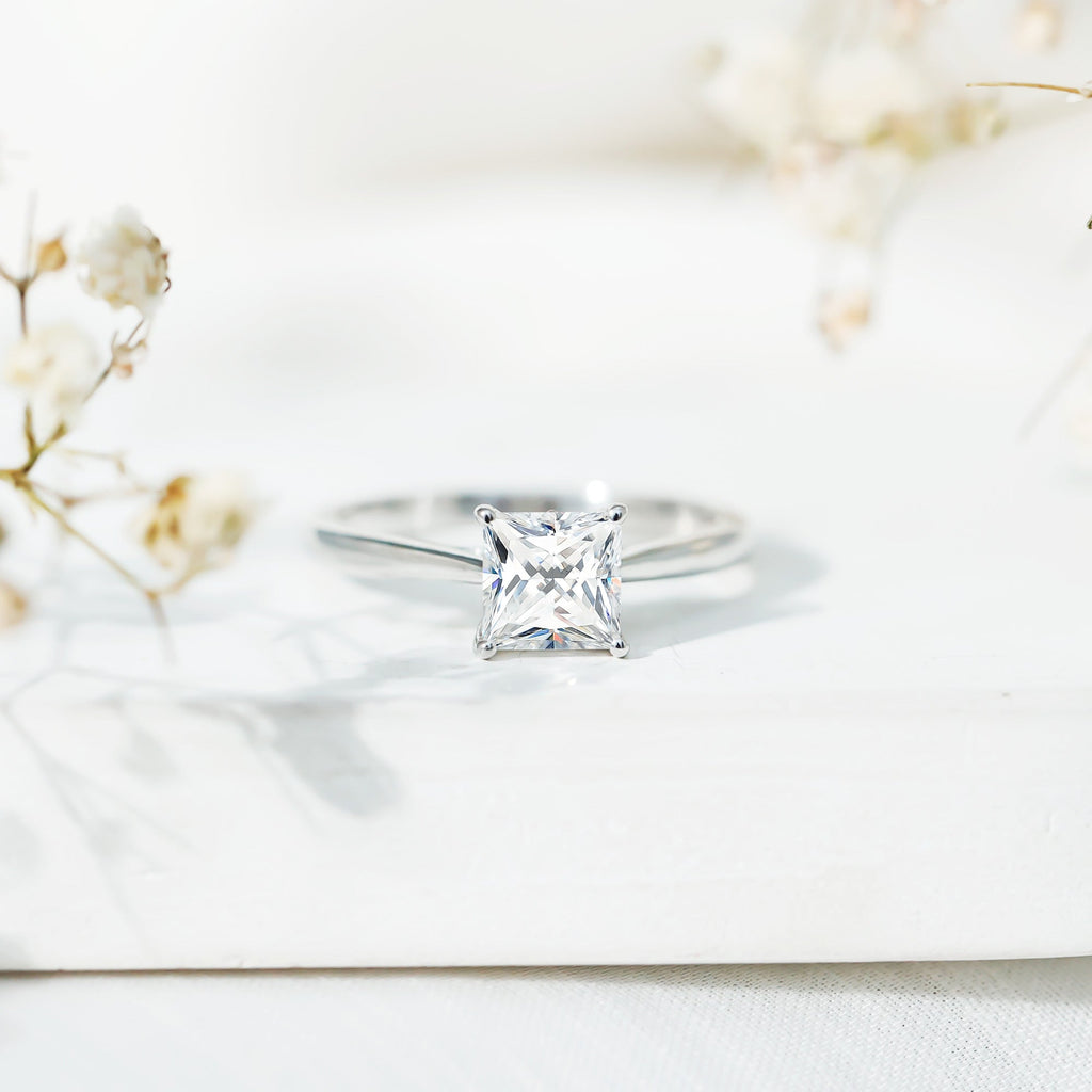 1.2 Carat Princess Cut Lab Grown Diamond Solitaire Engagement Ring For Women