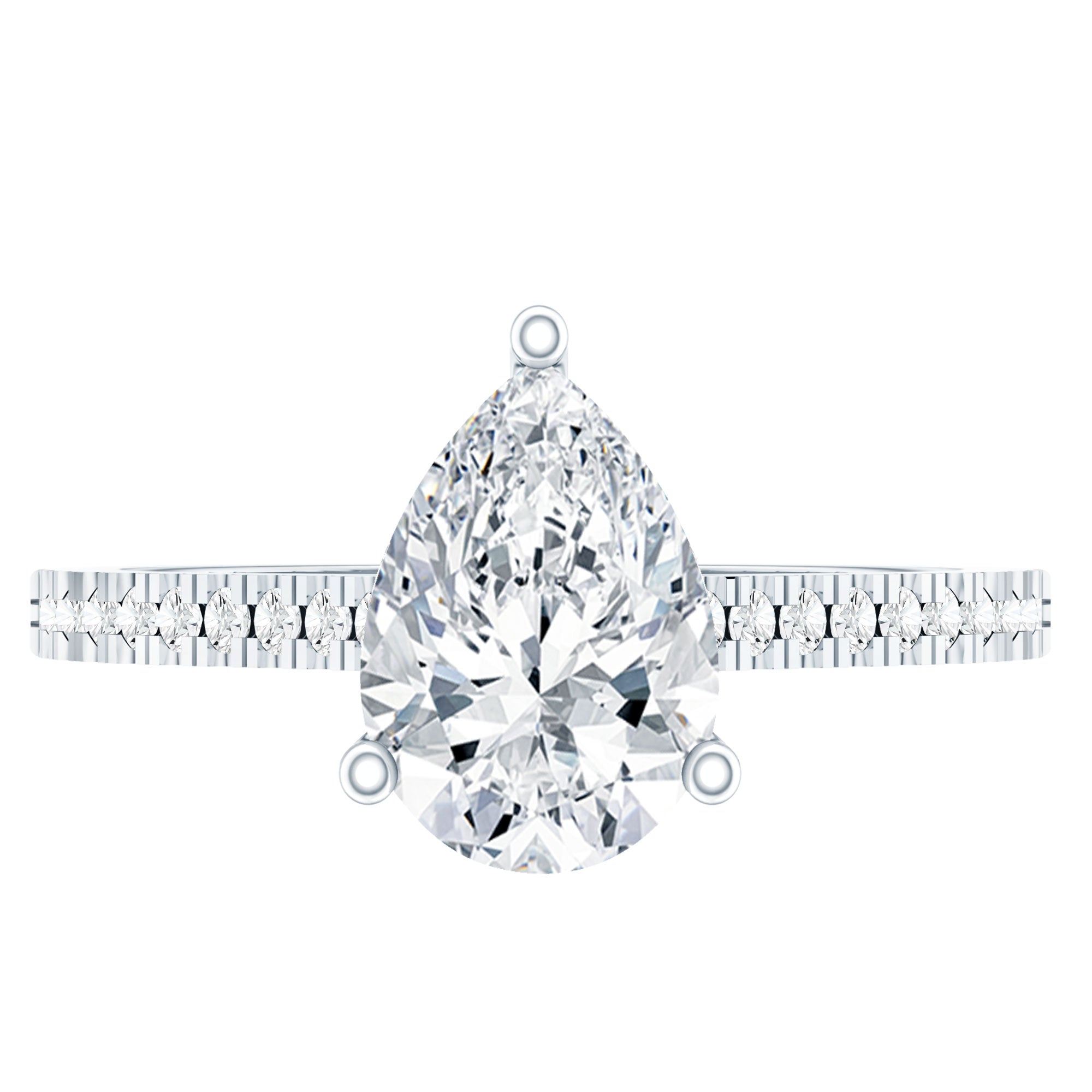 Lab Diamond 1.3 Carat Pear Shape Engagement Ring With Side Stones