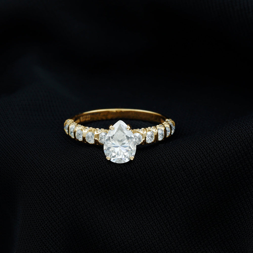 1 CT Pear Cut Lab Grown Diamond Engagement Ring for Women