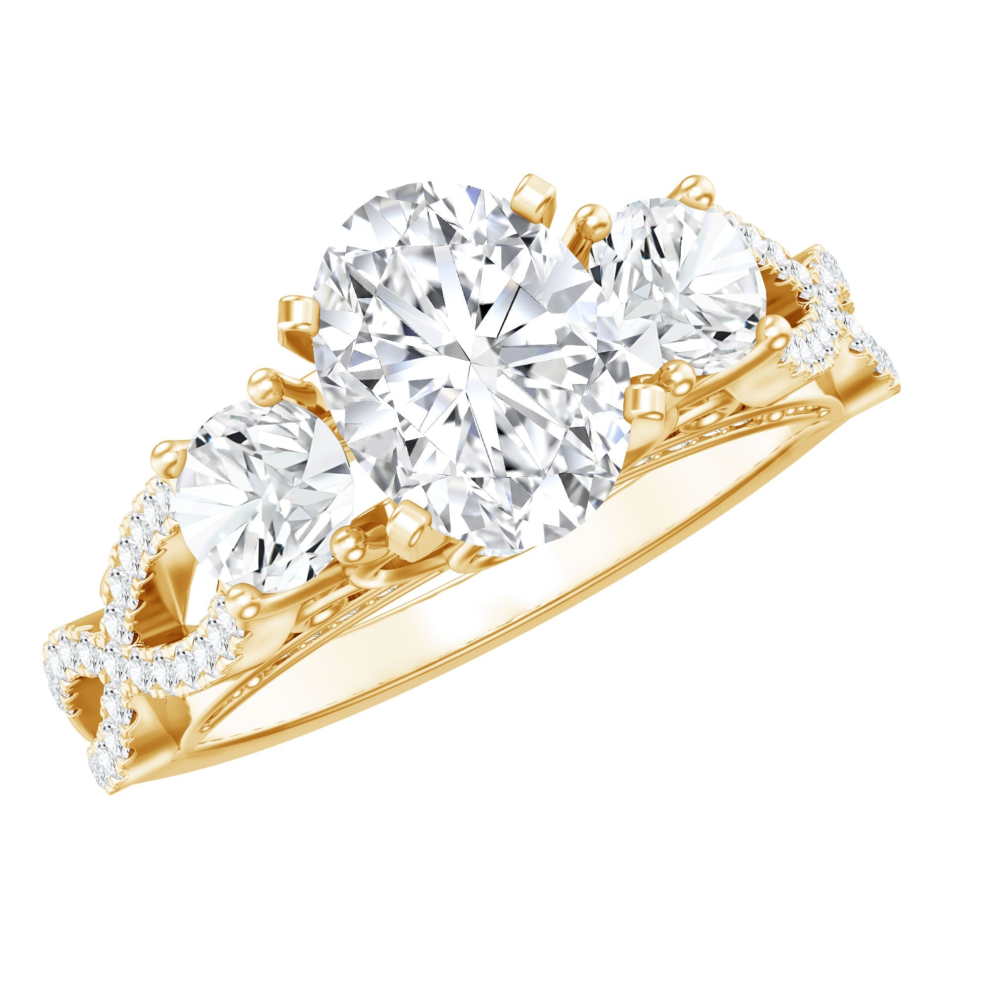 Vintage Diamond Engagement Ring – Lab Grown Oval Diamond, Three Stone Design