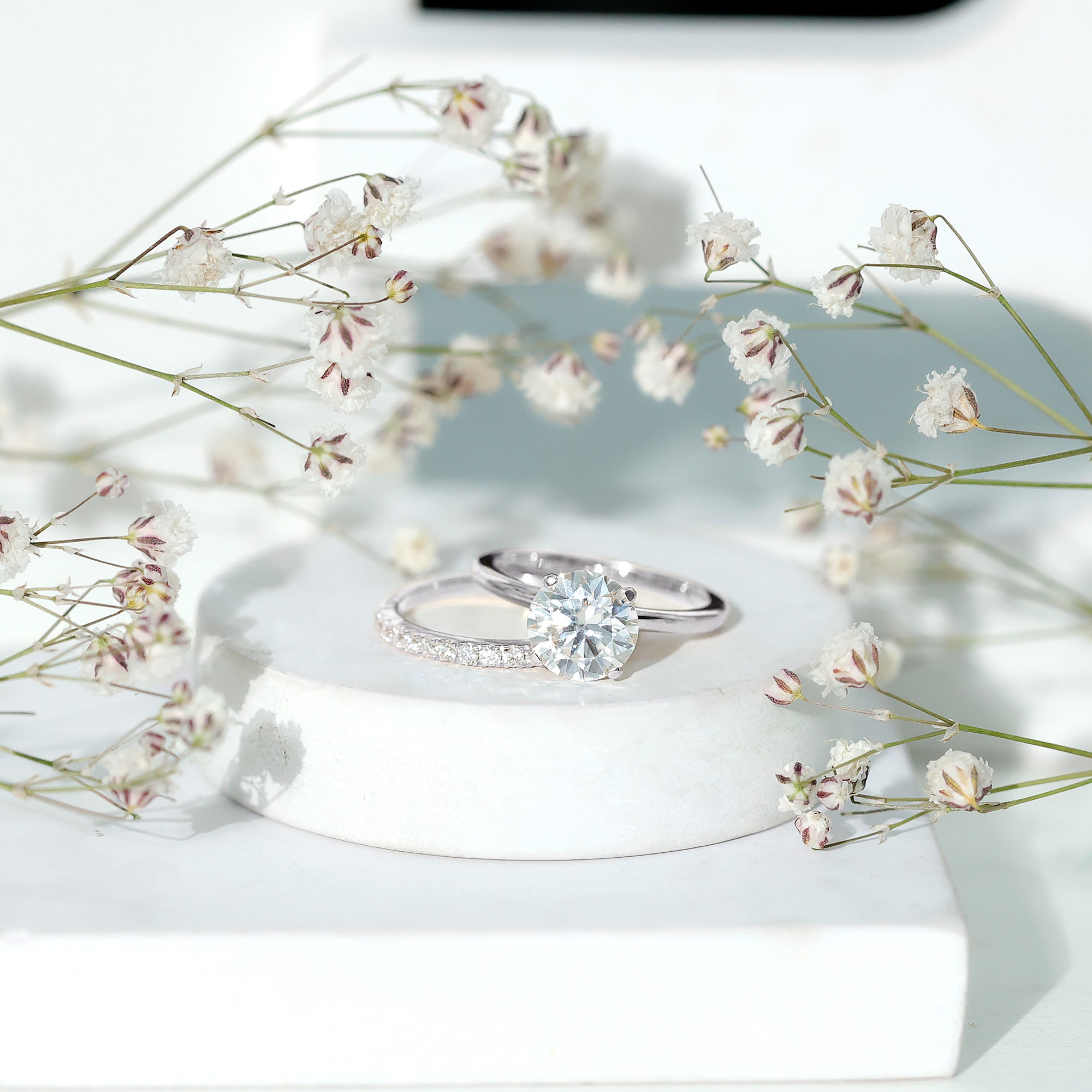 Certified 2 Carat Lab Grown Diamond Solitaire Wedding Ring Set