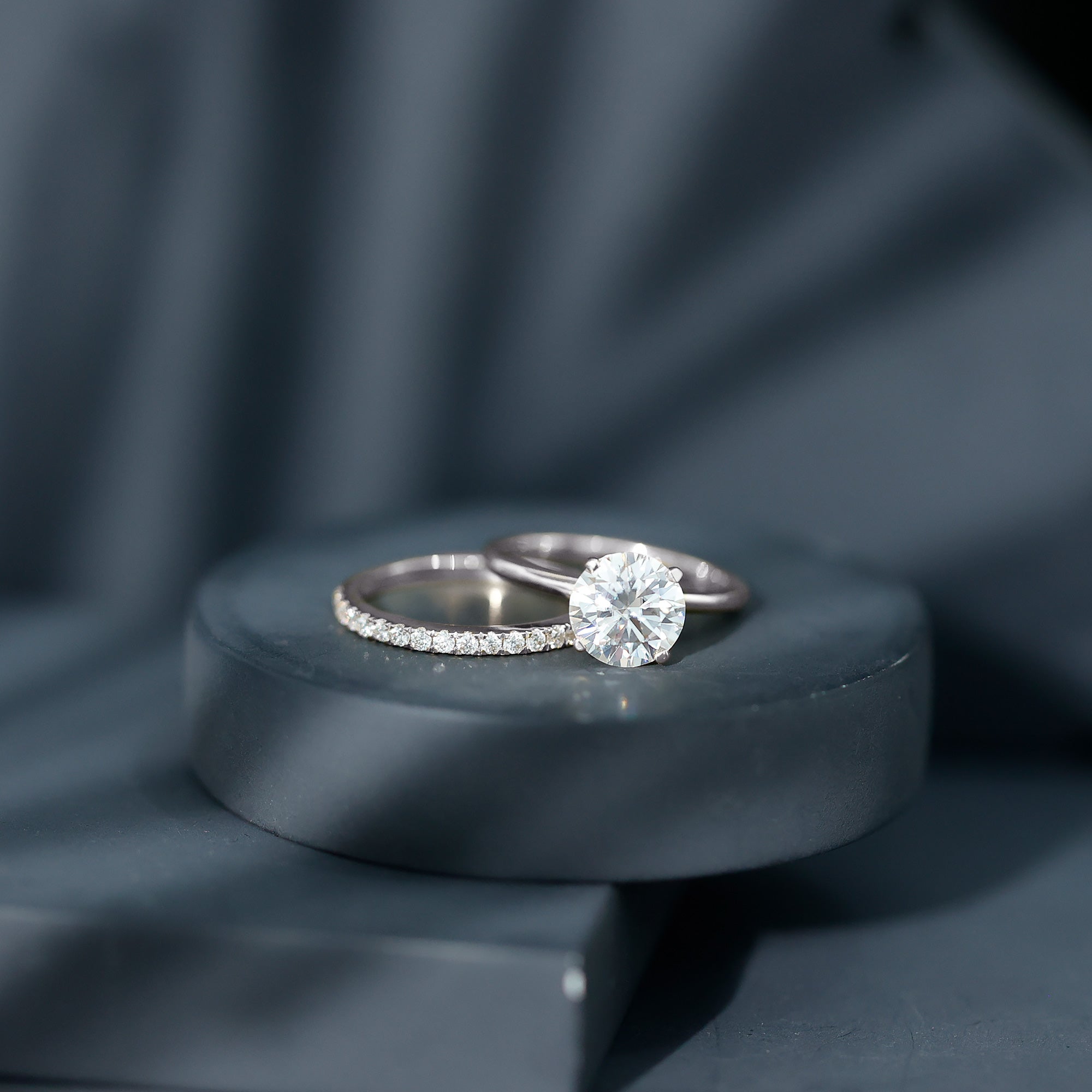 Certified 2 Carat Lab Grown Diamond Solitaire Wedding Ring Set
