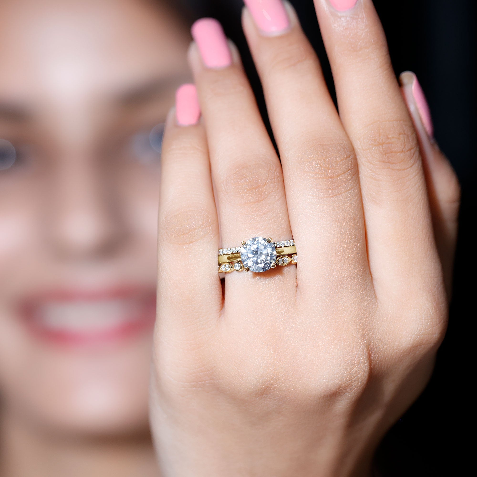 2 Carat Certified Round Cut Lab Created Diamond 3 Piece Bridal Ring Set