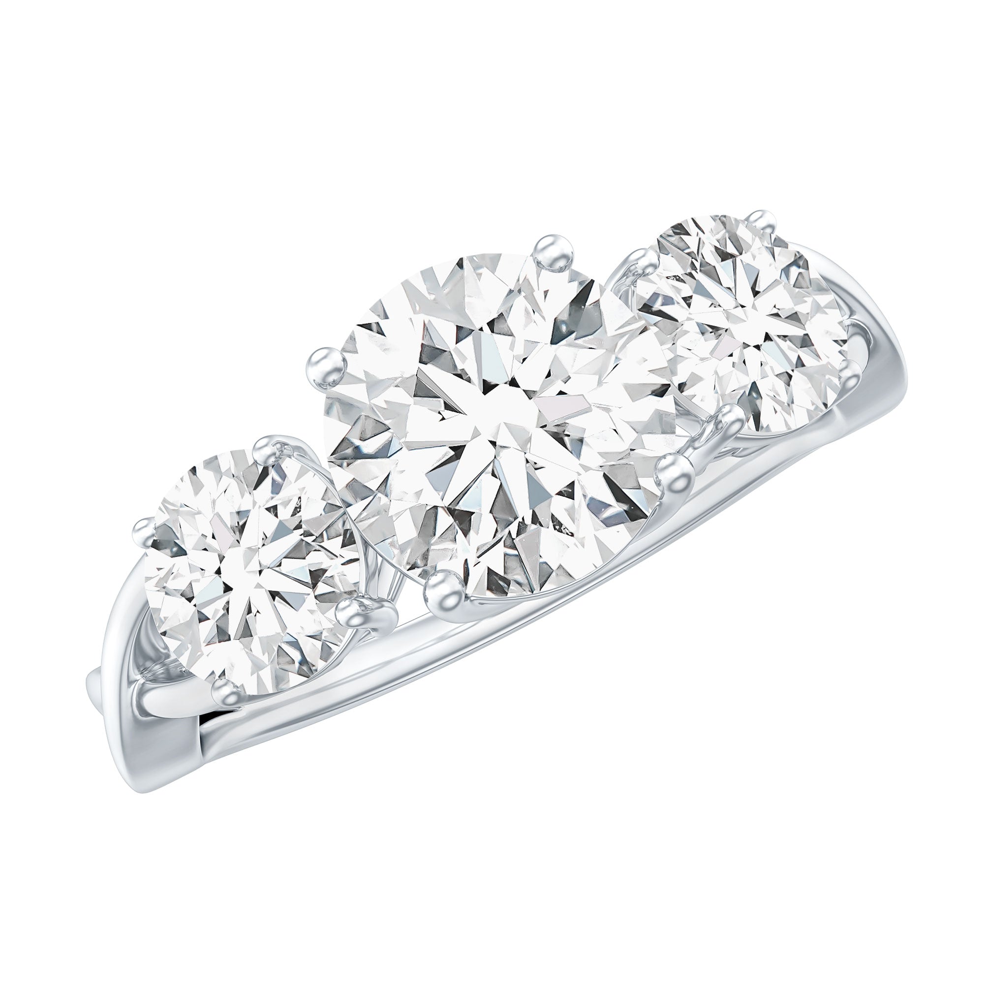 Lab Grown Diamond Three Stone Engagement Ring with Crossover Shank