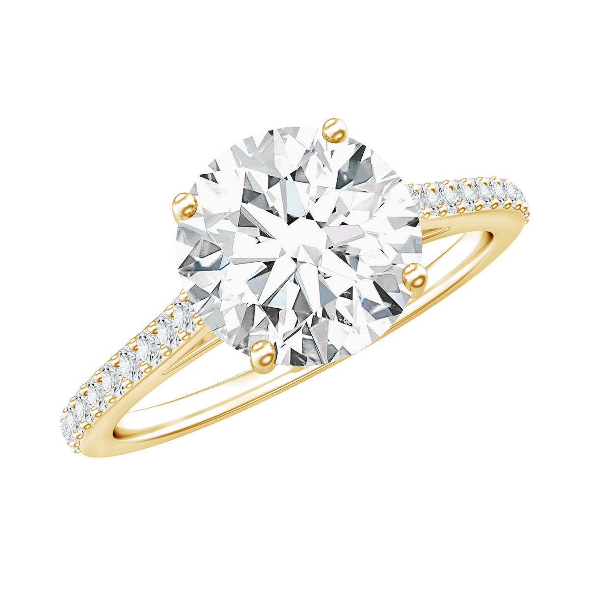 Solitaire Lab Grown Diamond Ring with Side Stones for Women