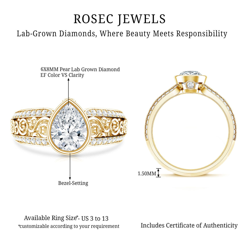 a diamond engagement ring with a price label