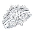 Lab Grown Diamond Ring - Vintage Bridal Set with 3 Piece Stackable Bands