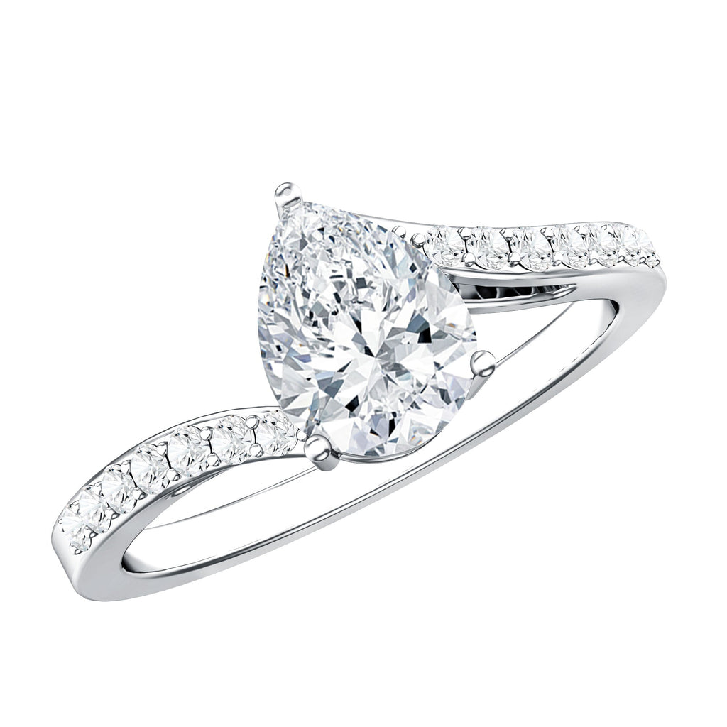 Certified 6X8 MM Pear Cut Lab Created Diamond Teardrop Engagement Ring