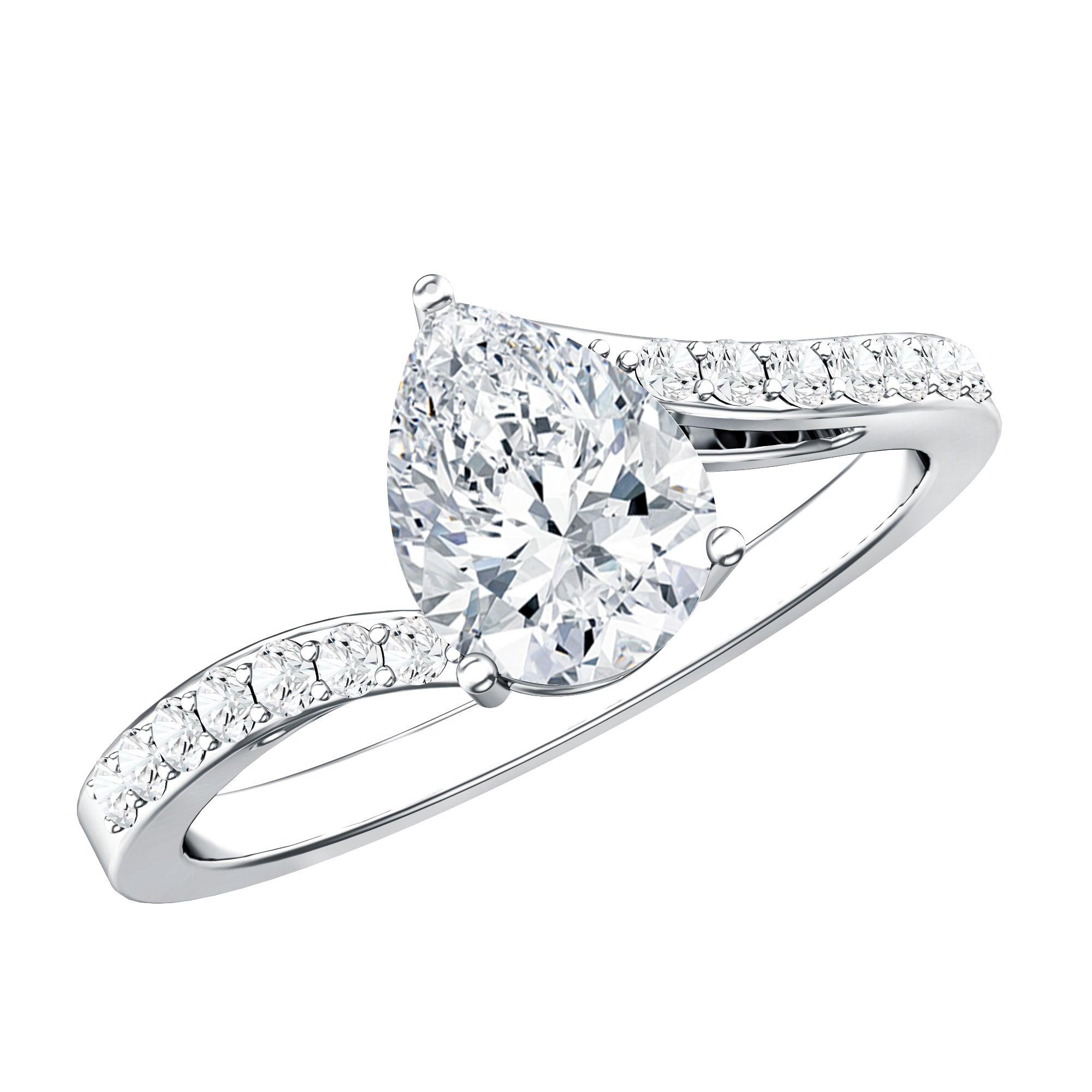 Certified 6X8 MM Pear Cut Lab Created Diamond Teardrop Engagement Ring