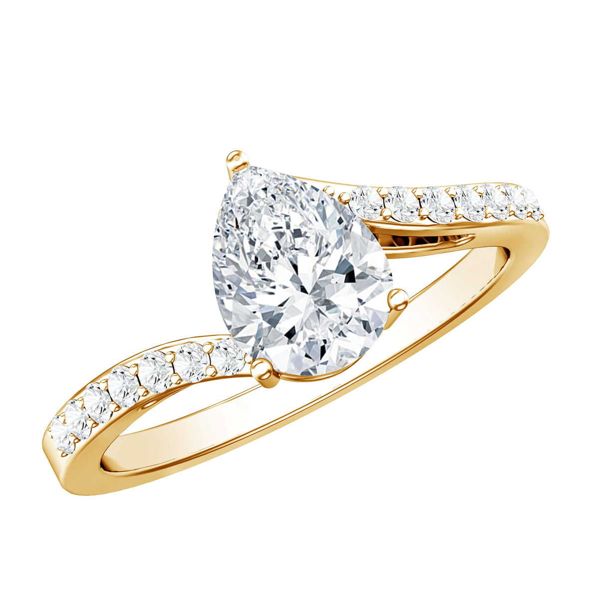 Pear Cut Engagement Ring - 6X8 MM Lab Grown Diamond Teardrop Solitaire