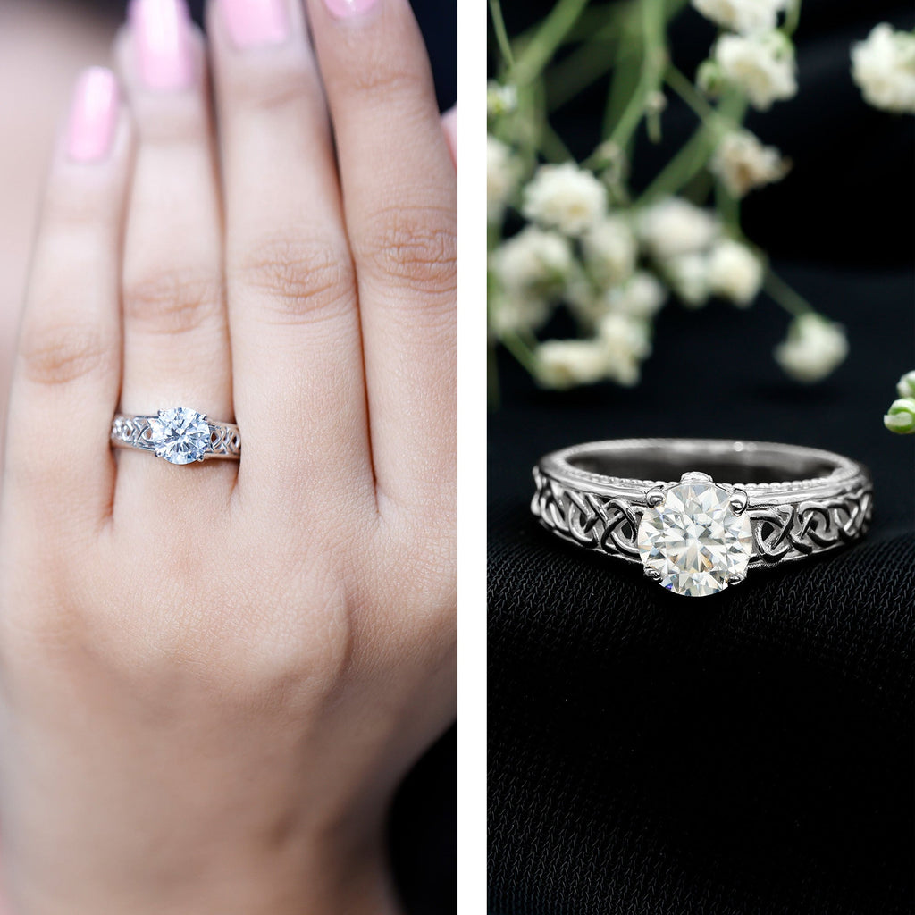 Certified 7 MM Lab Grown Diamond Celtic Design Engagement Ring