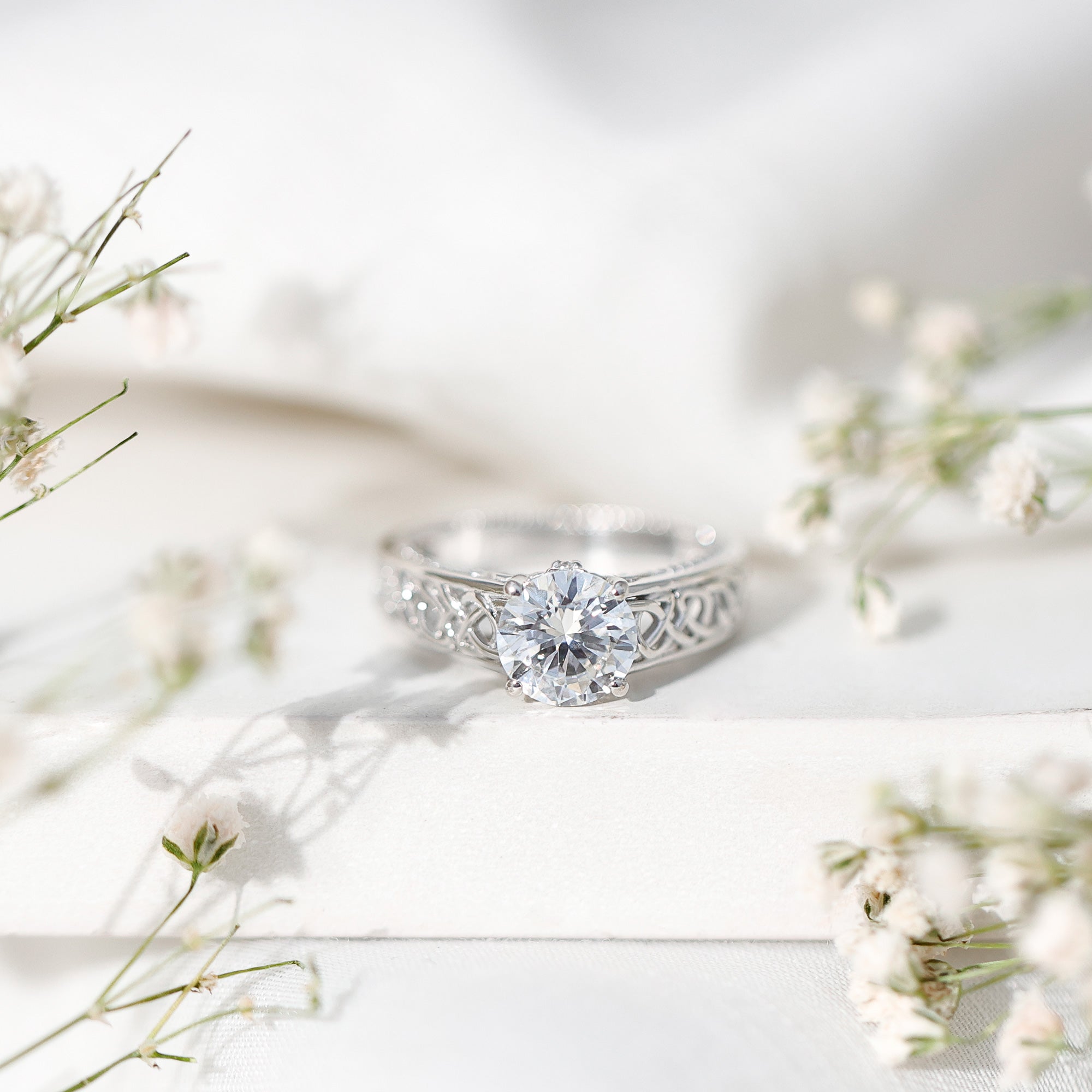 Certified 7 MM Lab Grown Diamond Celtic Design Engagement Ring