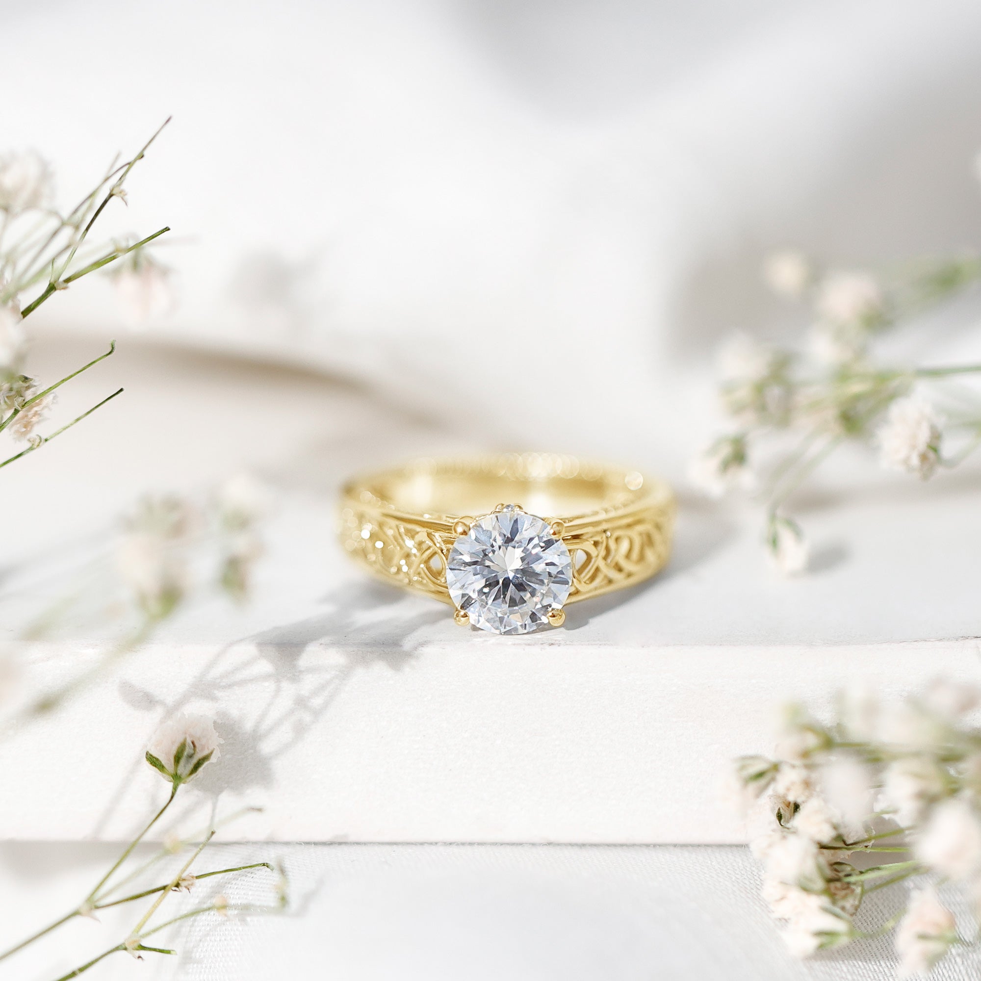 Certified 7 MM Lab Grown Diamond Celtic Design Engagement Ring