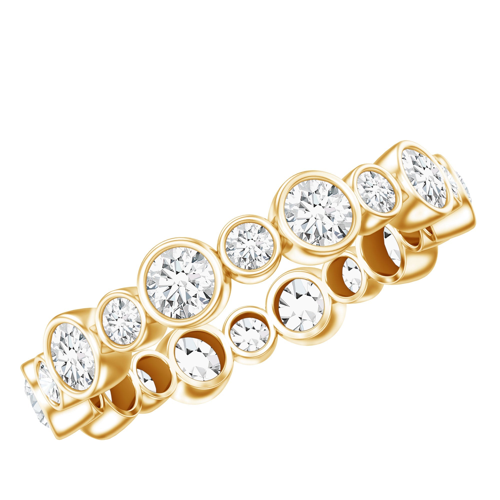 Lab Grown Diamond Wedding Band - Bezel Set Ring | White Gold Eternity Band