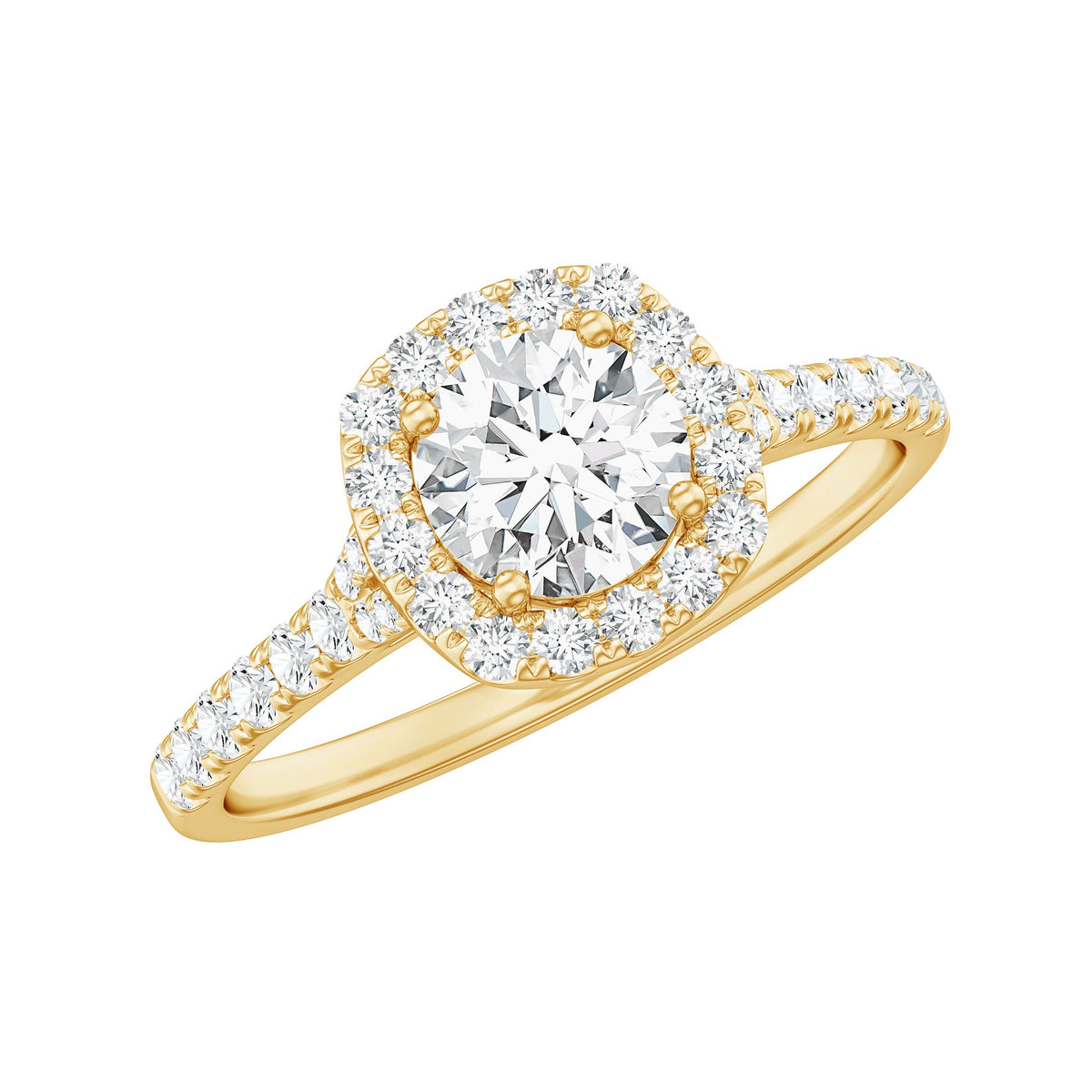Lab Created Diamond Halo Engagement Ring With Certificate