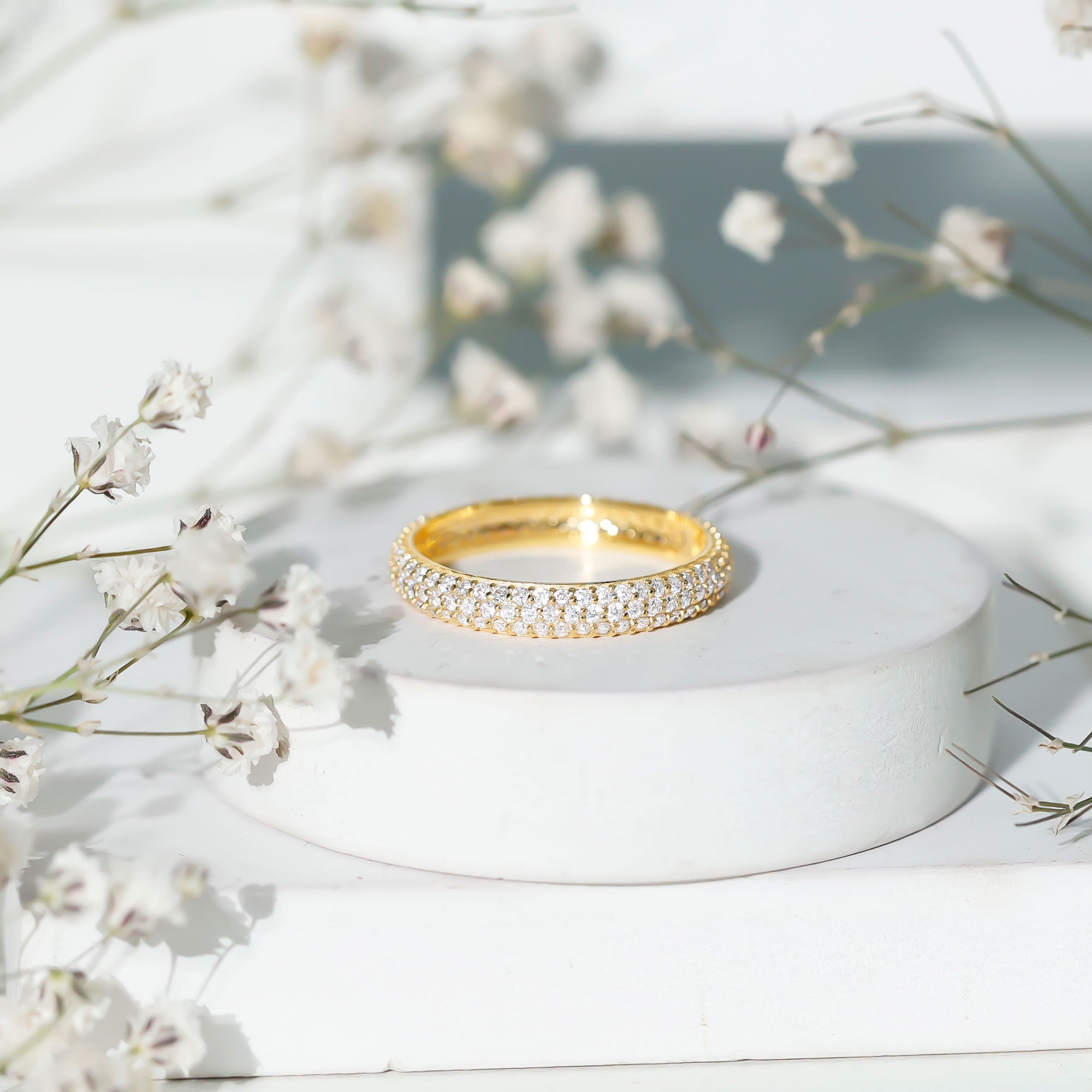 Round Cut Lab Grown Diamond Eternity Wedding Band