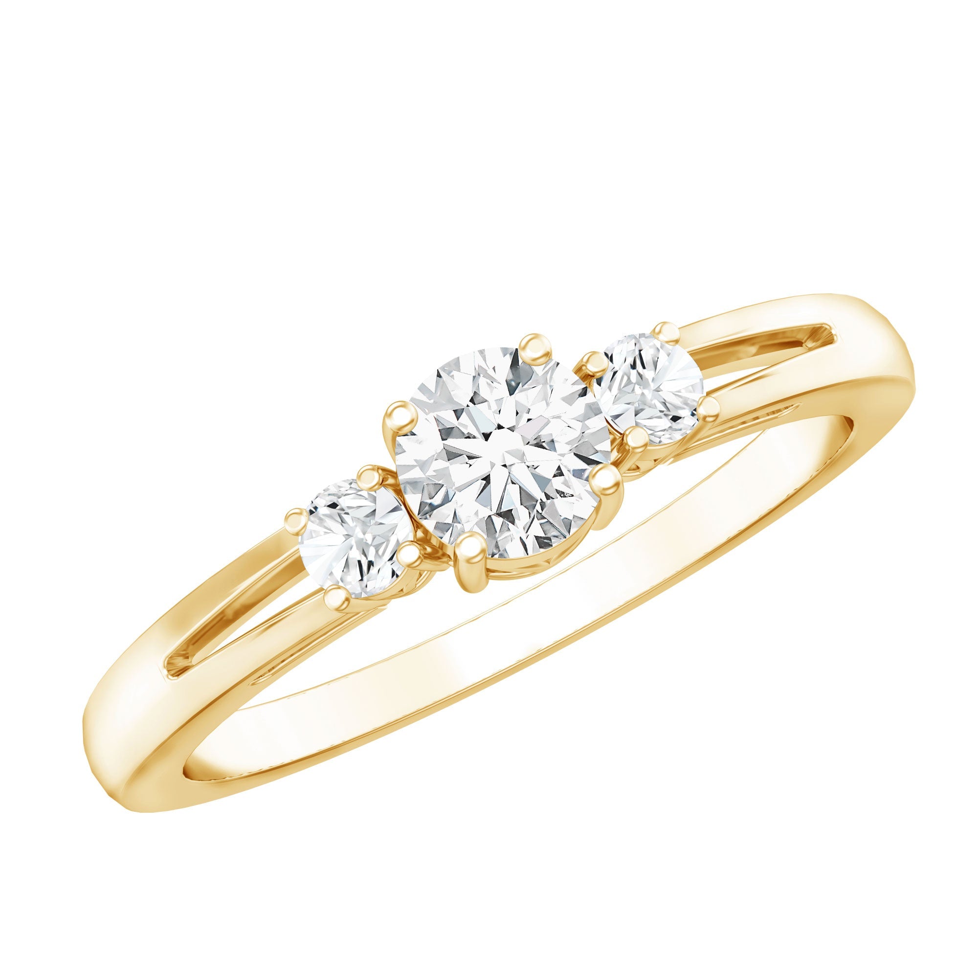Lab Created Diamond Ring - Certified Three Stone Promise Ring for Her in Rose Gold