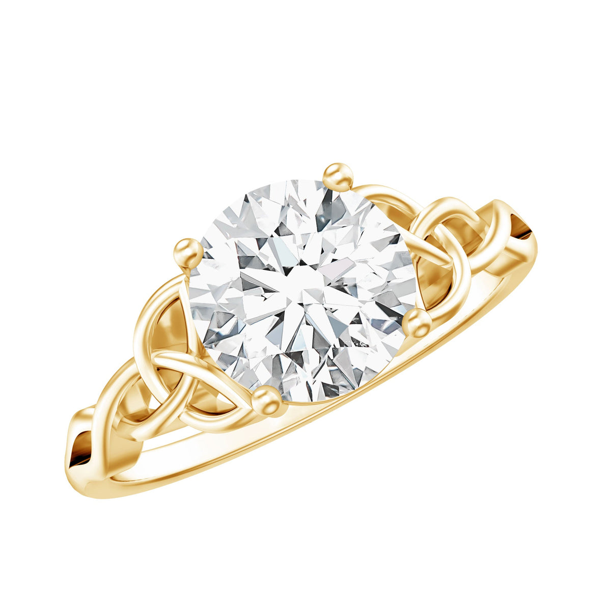 Lab Created Diamond Ring – 2 Carat Celtic Knot Engagement Band in Rose Gold