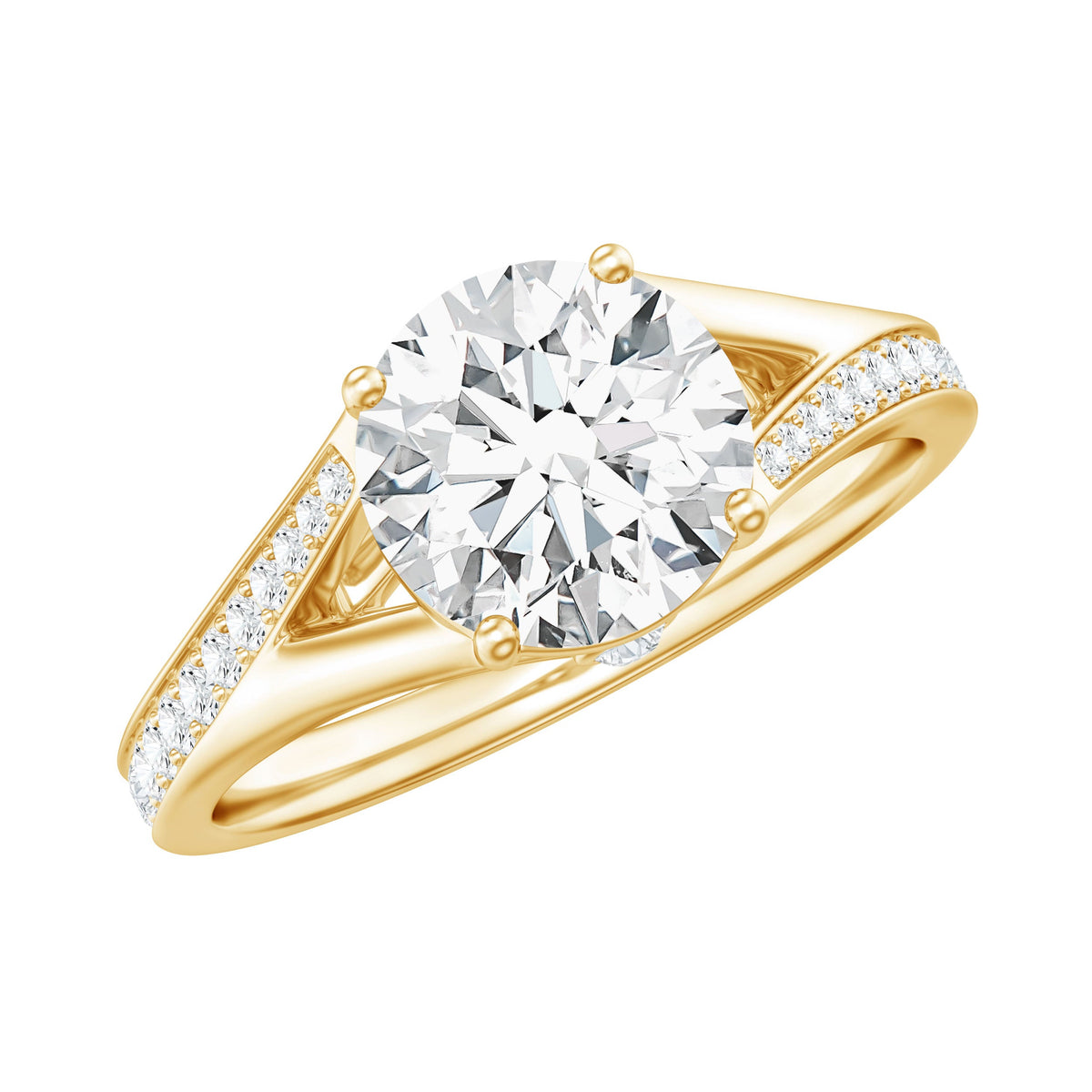 4 Prong Lab Grown Diamond Solitaire Engagement Ring with Split Shank