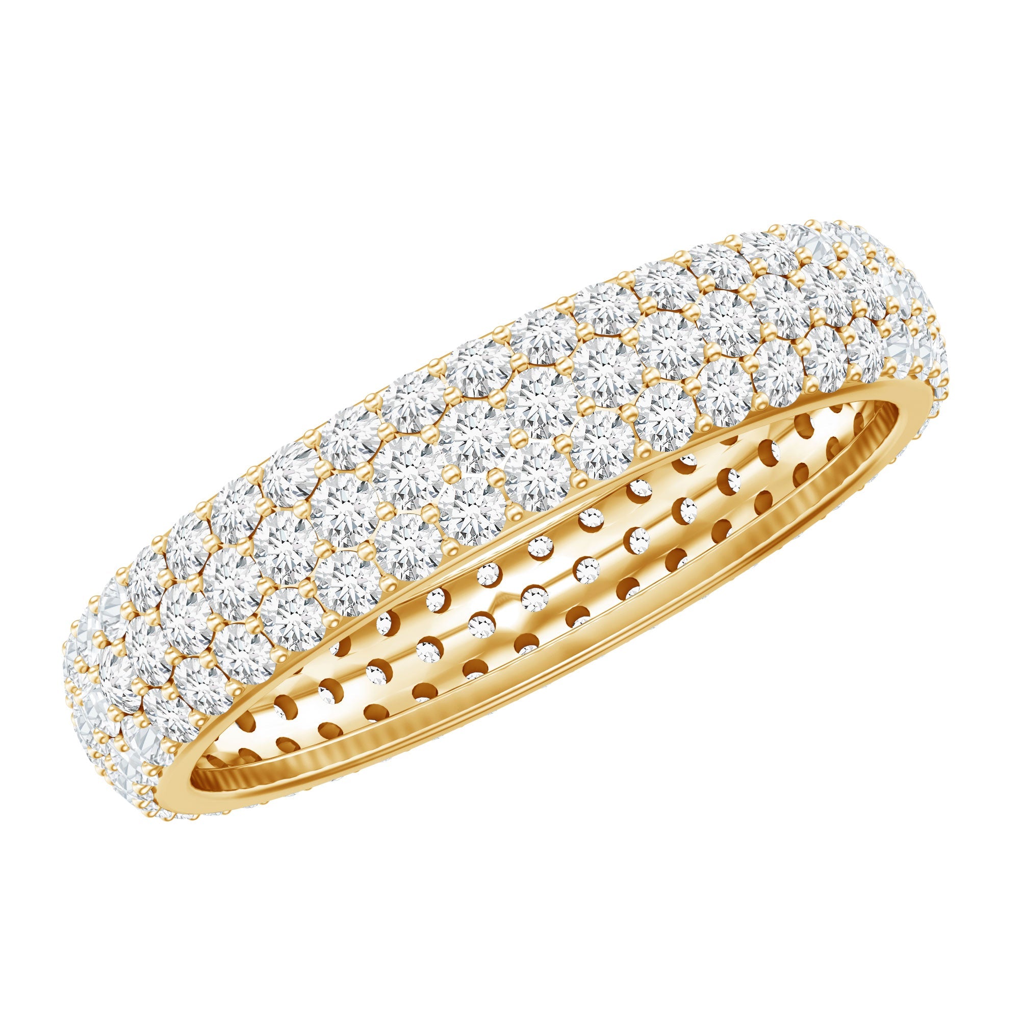 Lab Grown Diamond Wedding Band – Three Row Diamond Band Full Eternity Ring
