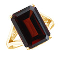 Lab Grown Garnet Ring – 9 Carat Emerald Cut Solitaire Engagement with Split Shank