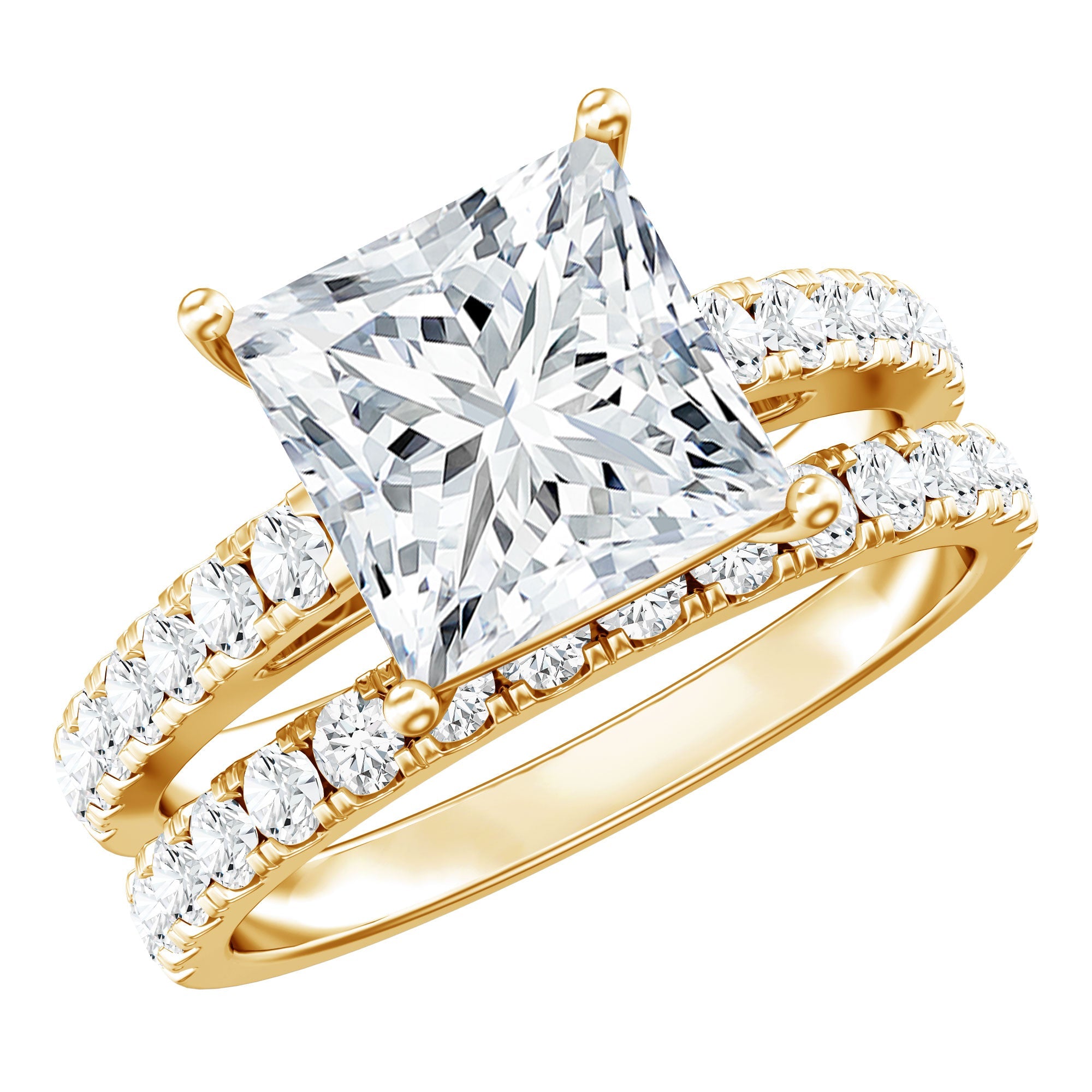 4 Carat Princess Cut Diamond Lab Grown Ring – IGI Certified Solitaire Engagement Set