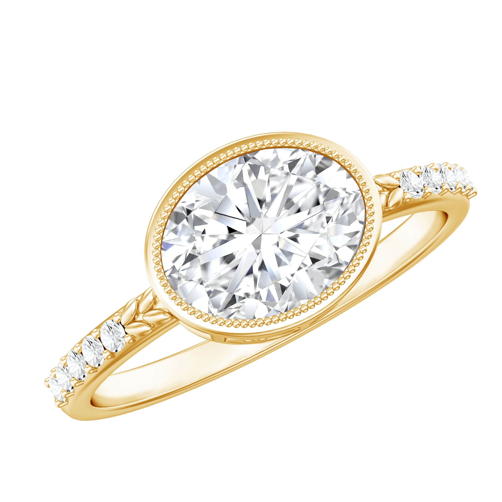 Lab Diamond Engagement Ring - 2 Carat Oval IGI Certified Bezel Set Solitaire