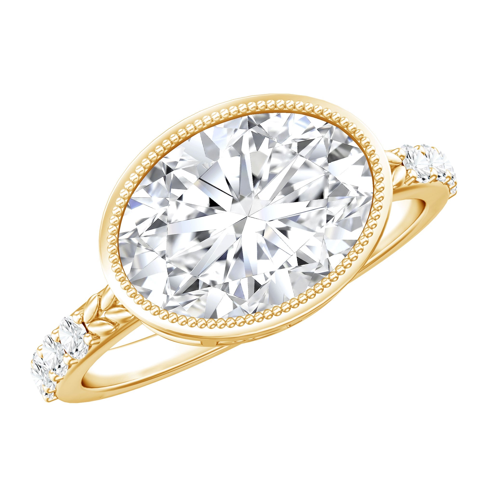 Lab Grown Diamond Ring – 3 Carat Oval Bezel Set Engagement Ring with IGI Certificate