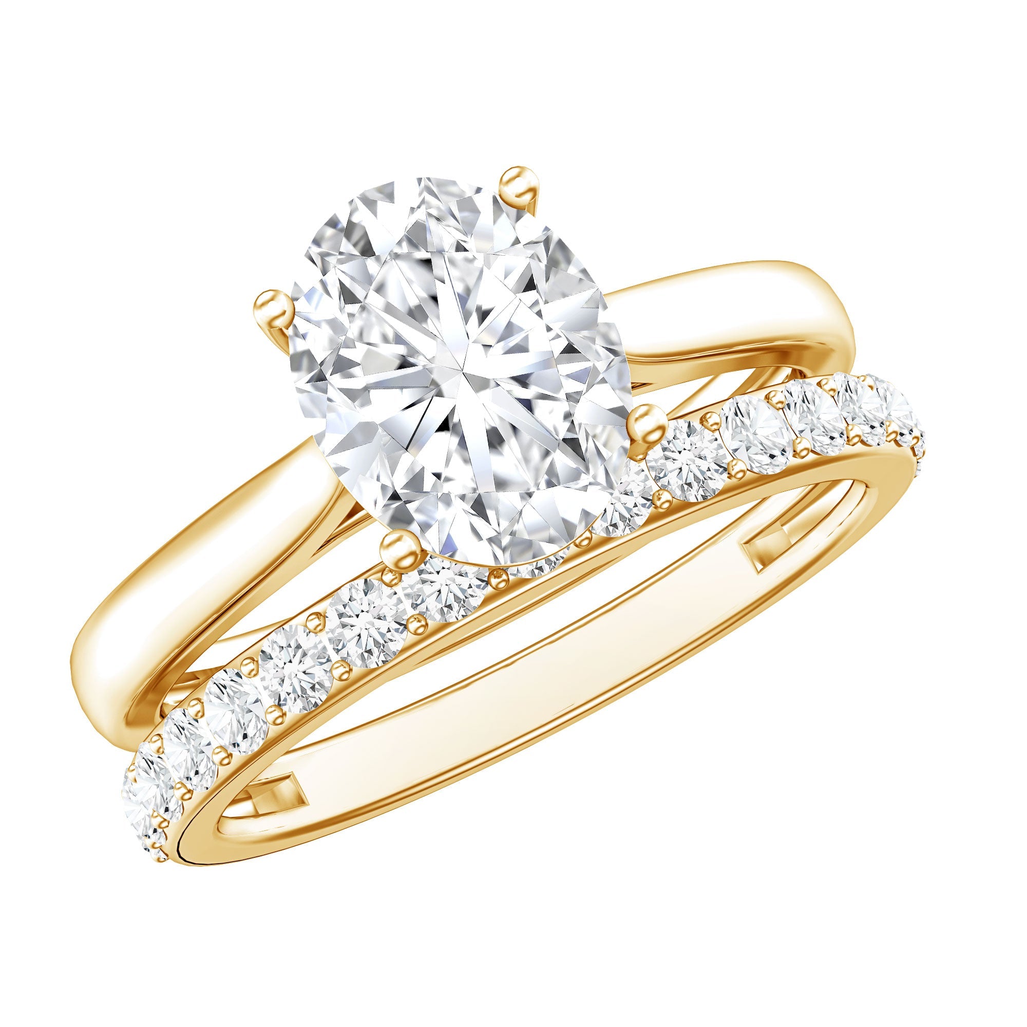 Lab Grown Diamond Ring - IGI Certified 2 Carat Oval Engagement Ring Set