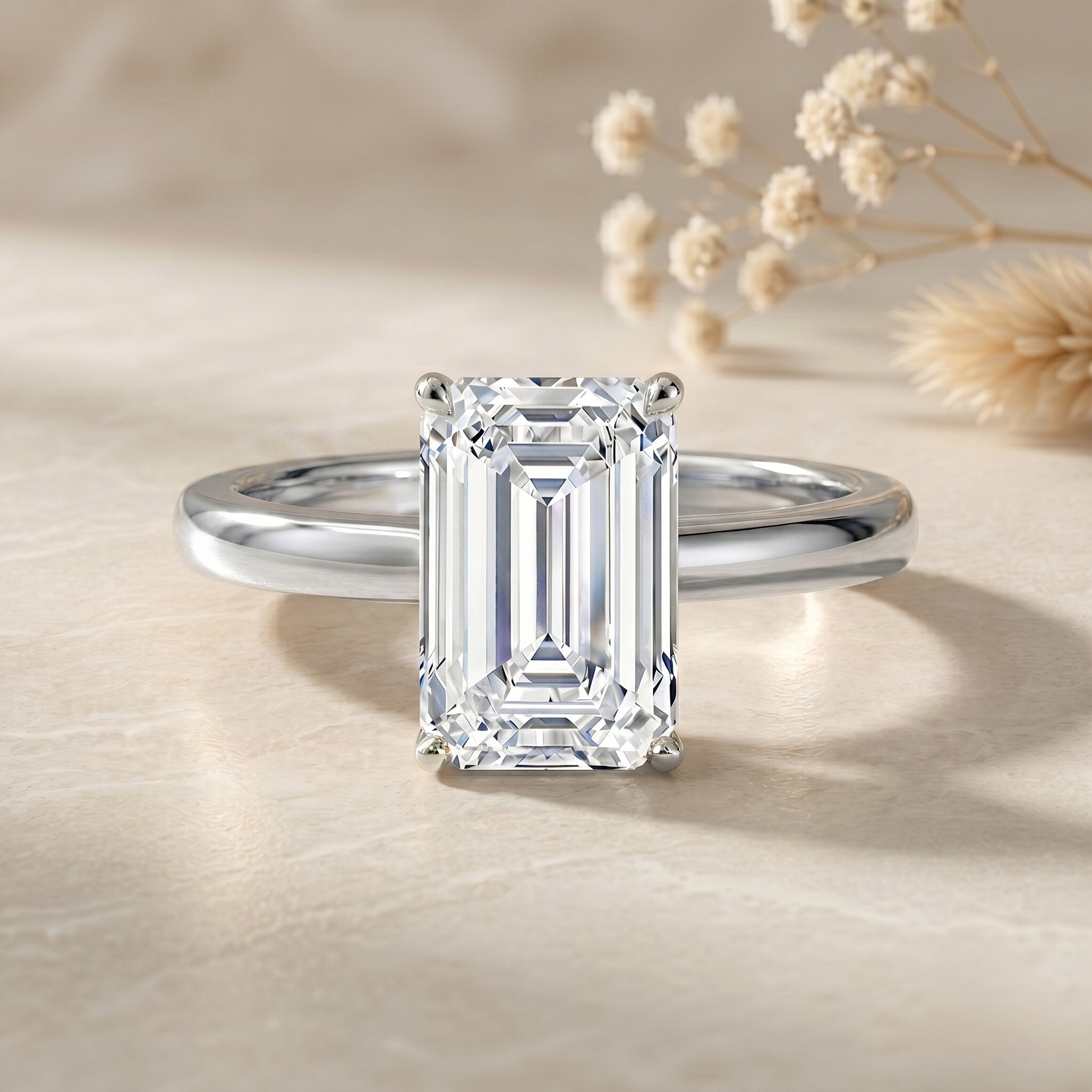 Emerald Cut Engagement Ring - 2 Carat Lab Grown Diamond, IGI Certified Solitaire