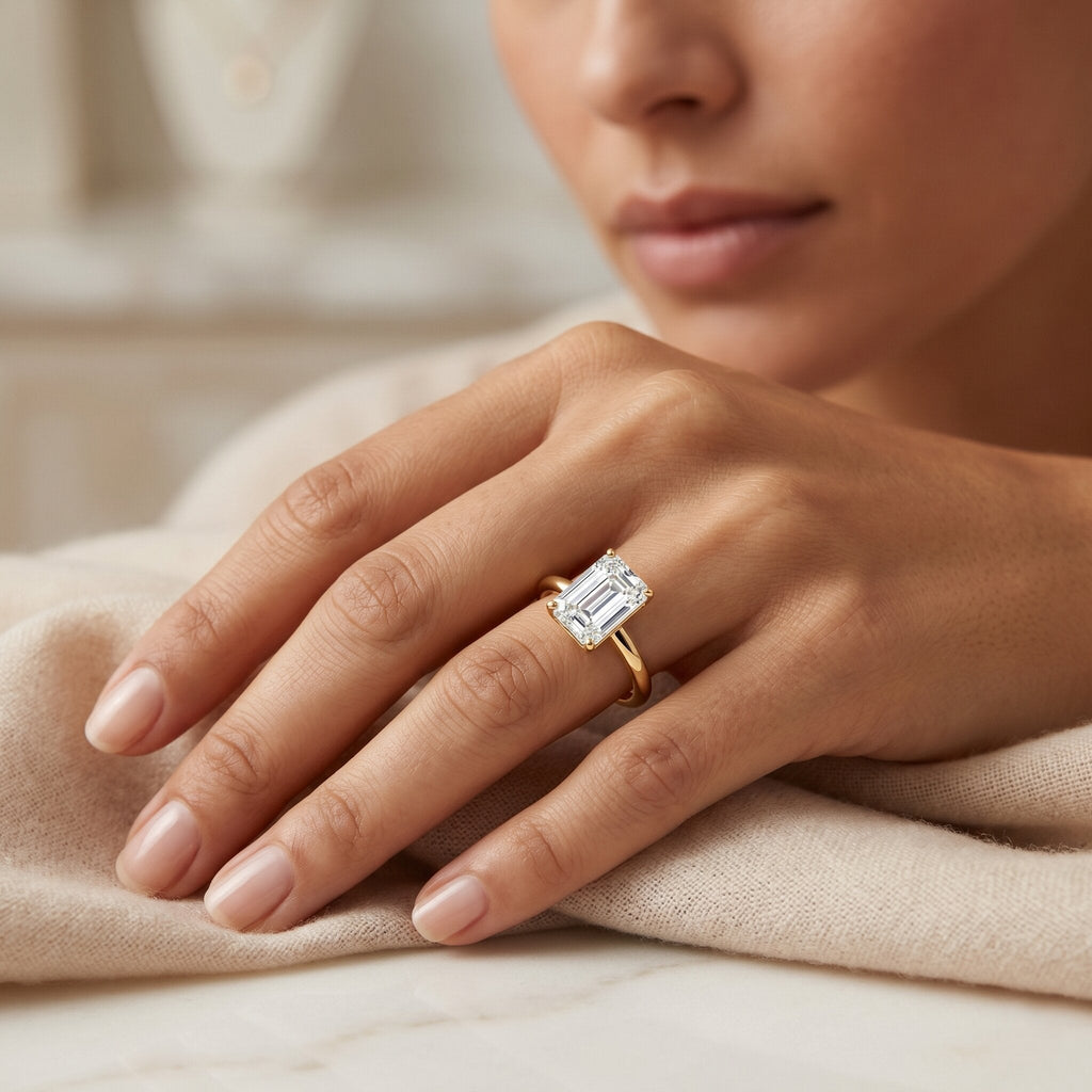 Emerald Cut Engagement Ring - 2 Carat Lab Grown Diamond, IGI Certified Solitaire