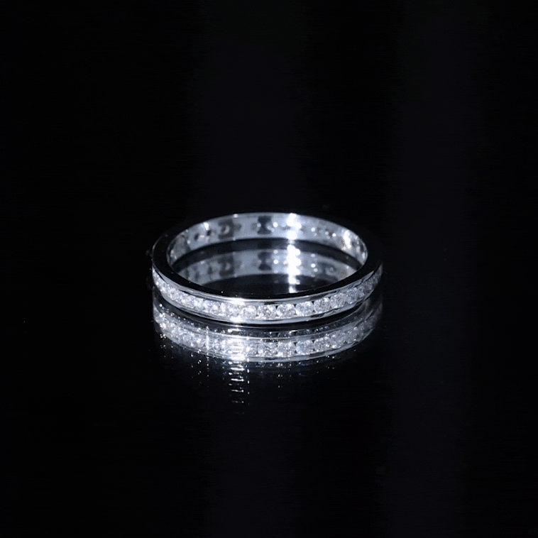 Moissanite Eternity Band – Channel Set Round Moissanite Ring for Women