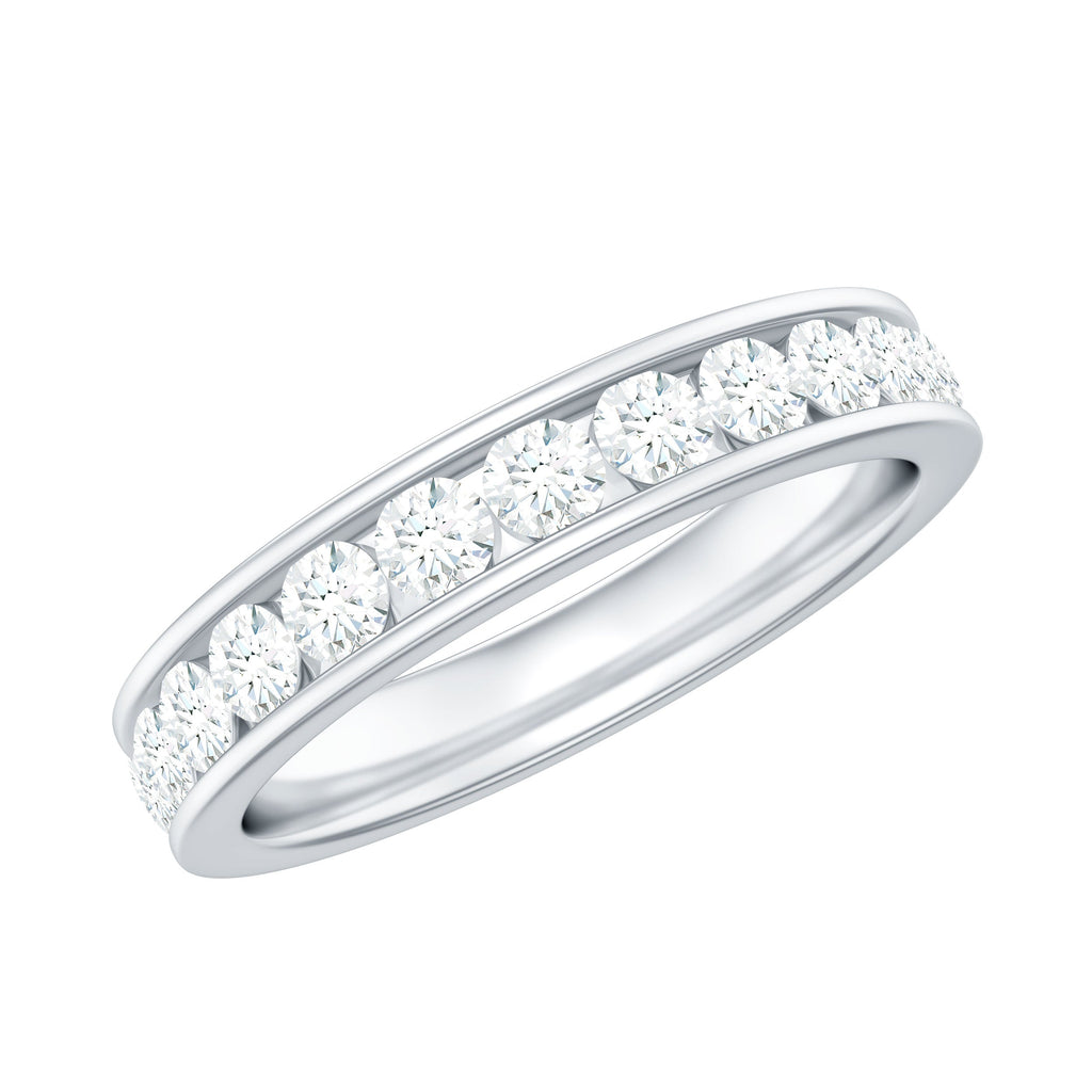 Moissanite Eternity Band – Channel Set Round Moissanite Ring for Women