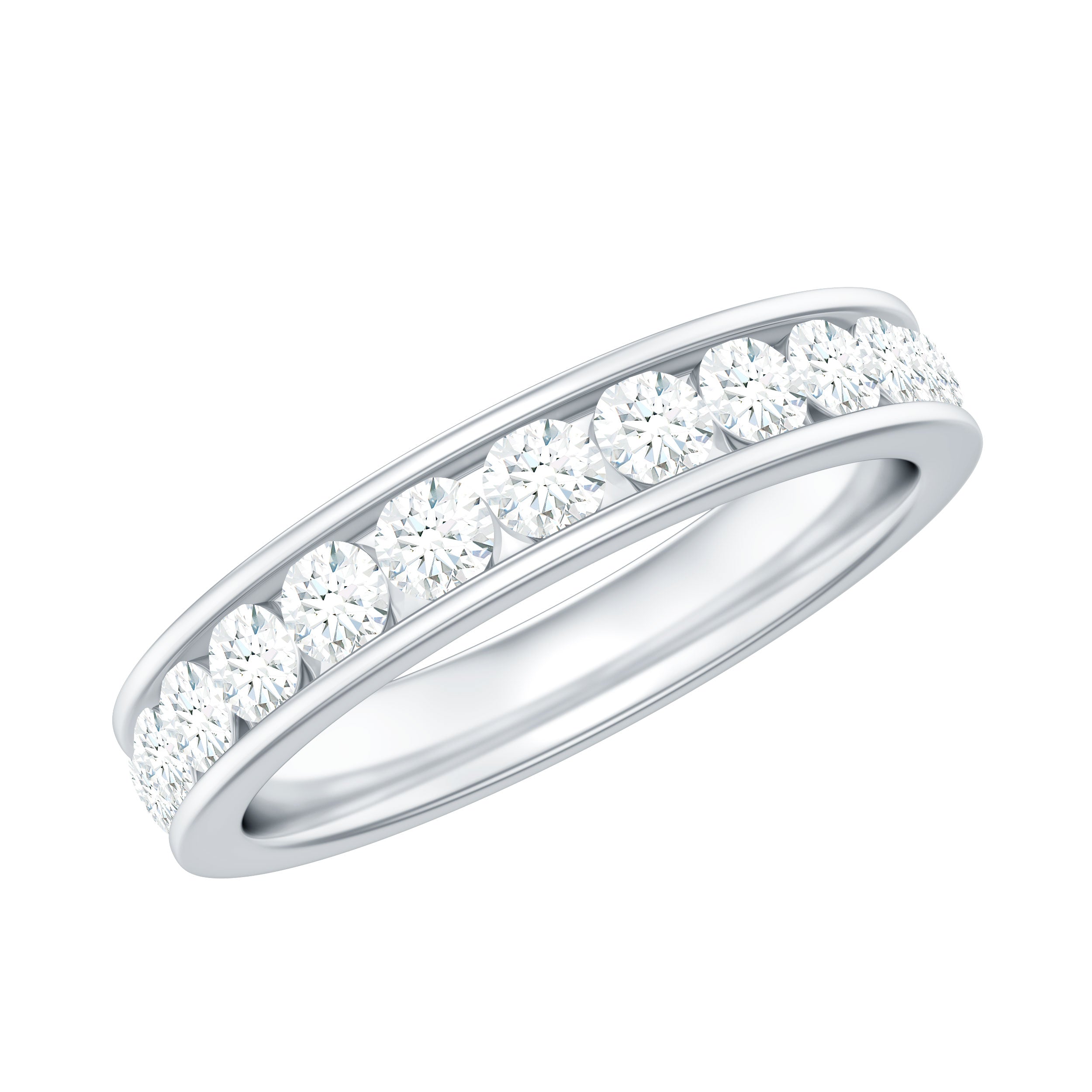 Moissanite Eternity Band – Channel Set Round Moissanite Ring for Women