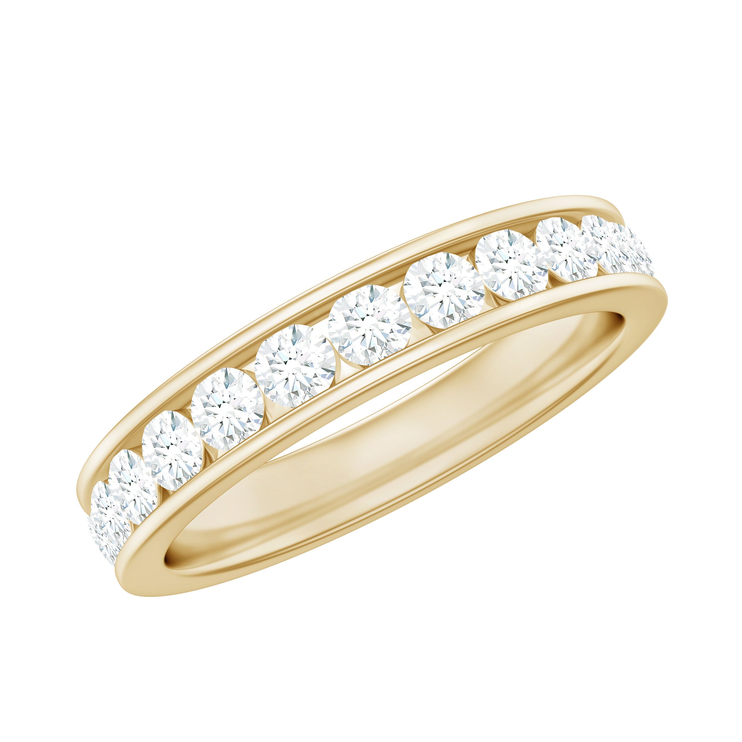 Moissanite Eternity Band – Channel Set Round Moissanite Ring for Women