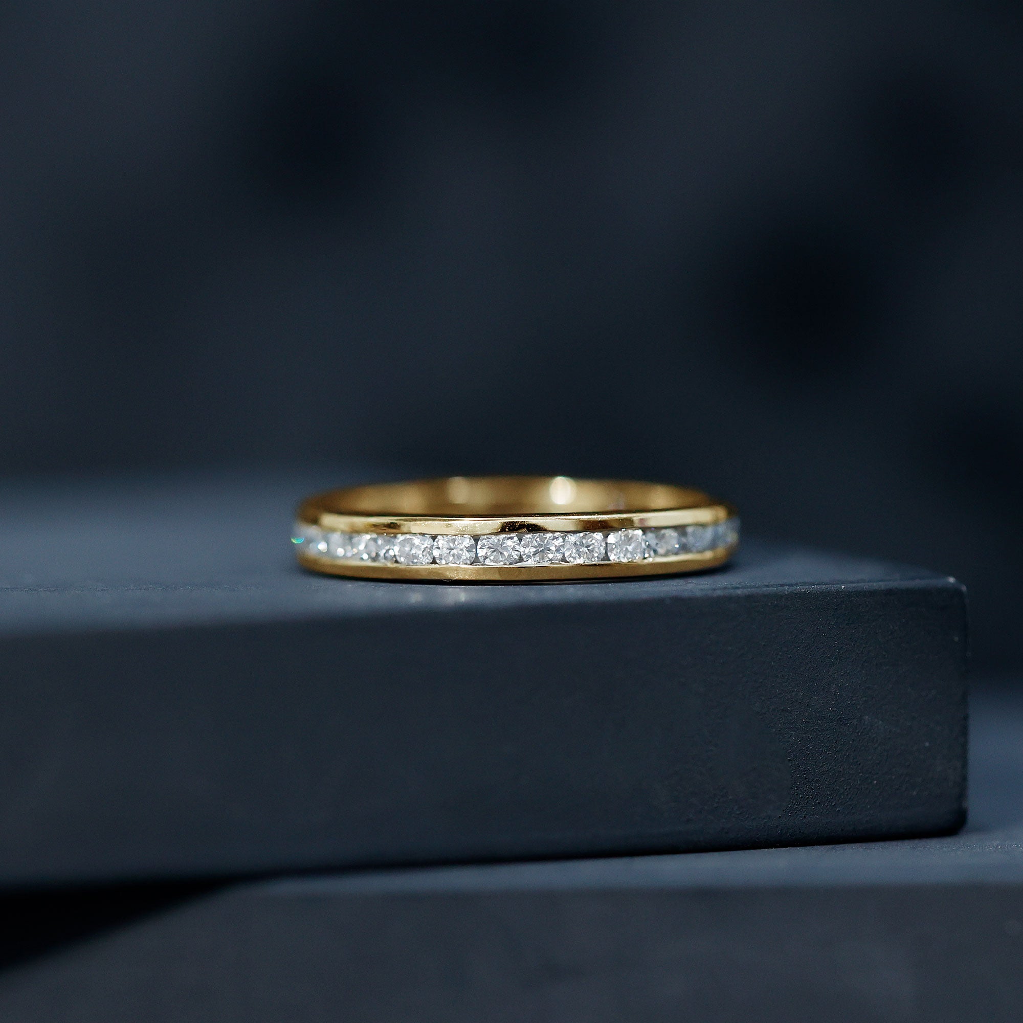 Moissanite Eternity Band – Channel Set Round Moissanite Ring for Women