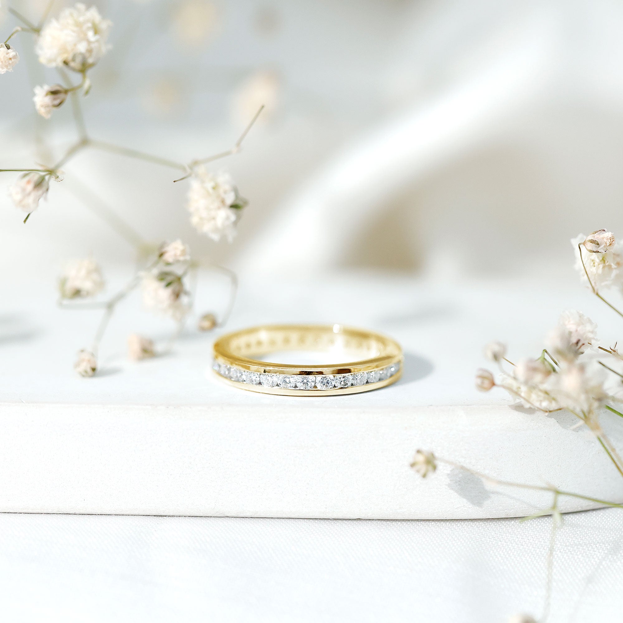 Moissanite Eternity Band – Channel Set Round Moissanite Ring for Women