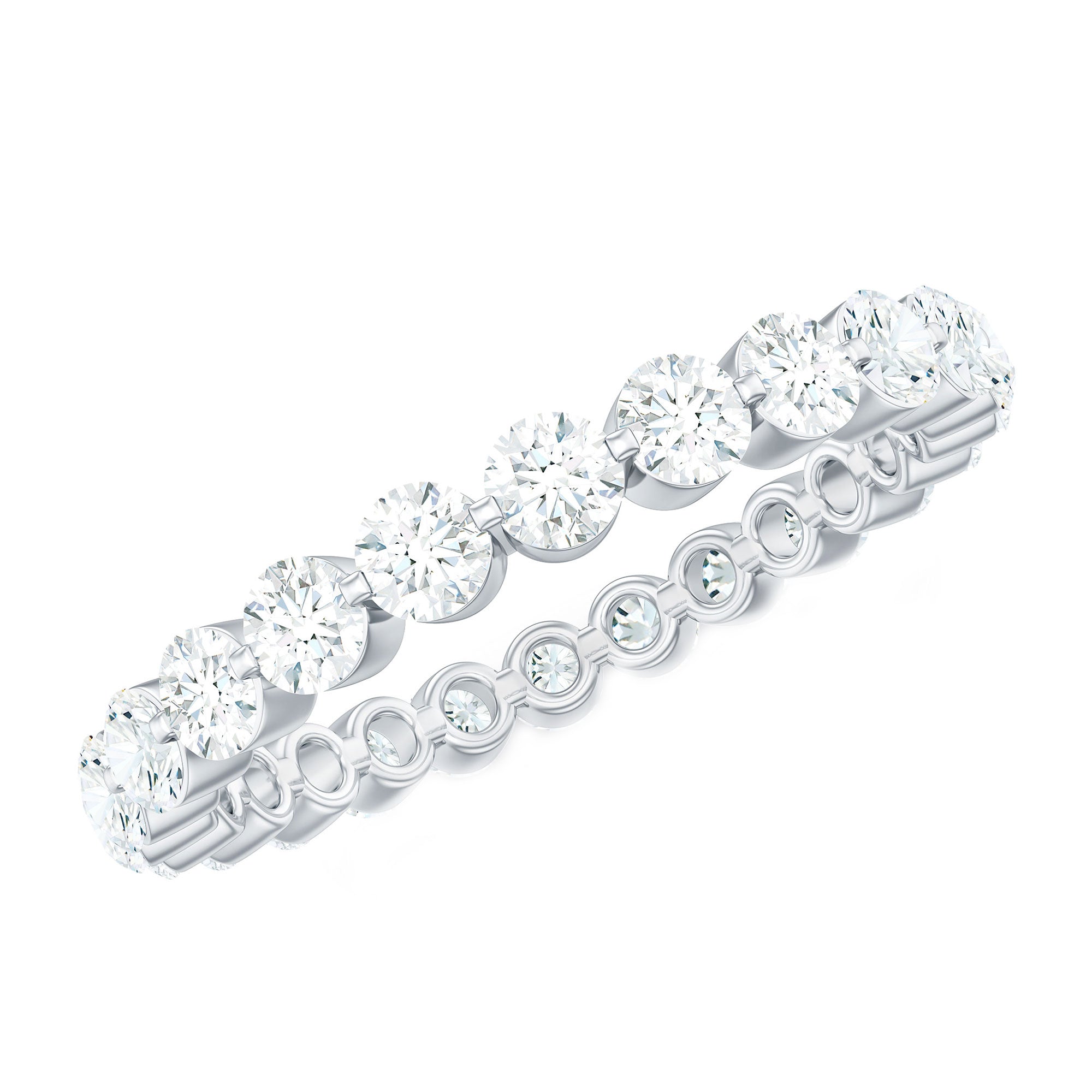 Moissanite Eternity Band – Round Cut Prong Setting Classic Wedding Anniversary Ring