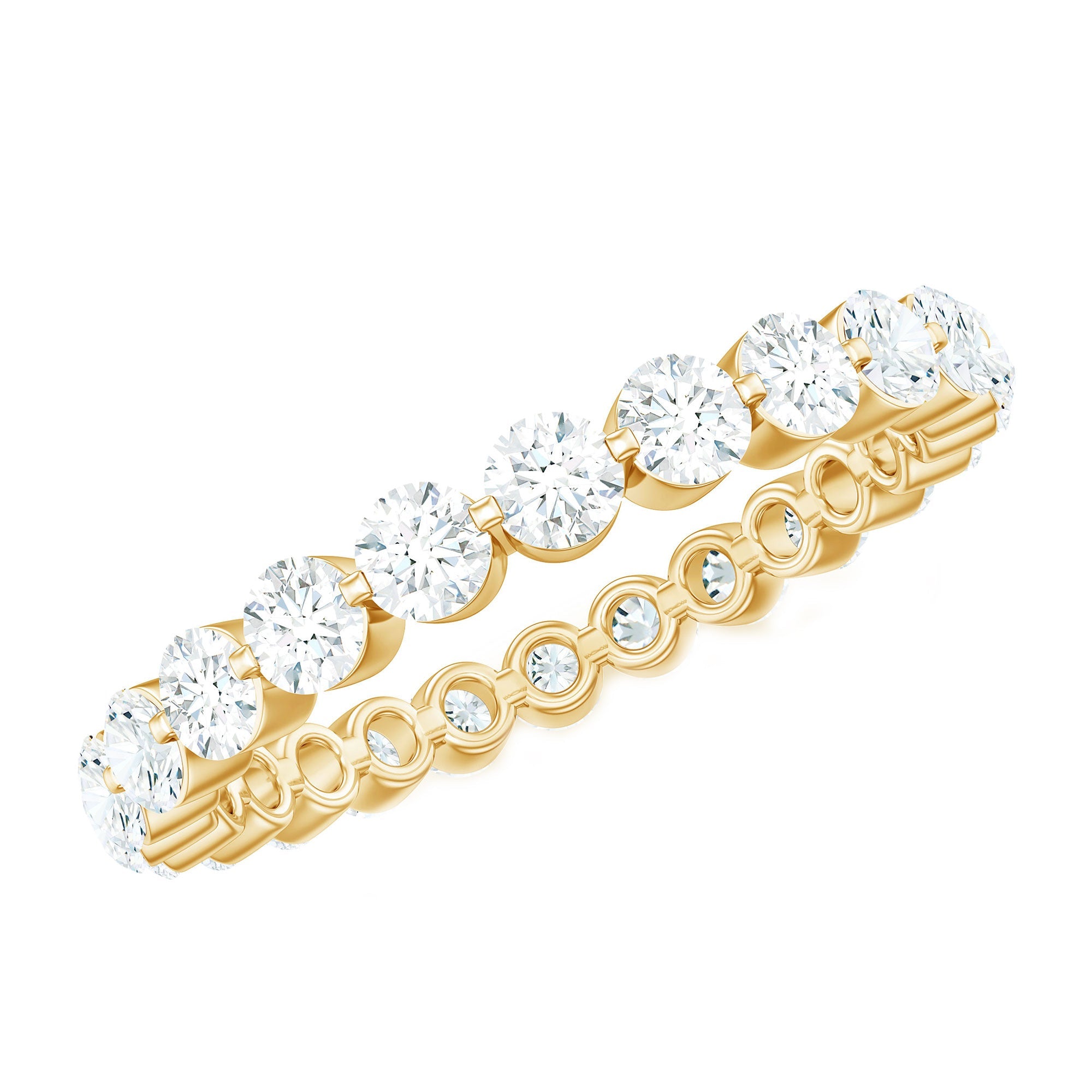 Moissanite Eternity Band – Round Cut Prong Setting Classic Wedding Anniversary Ring