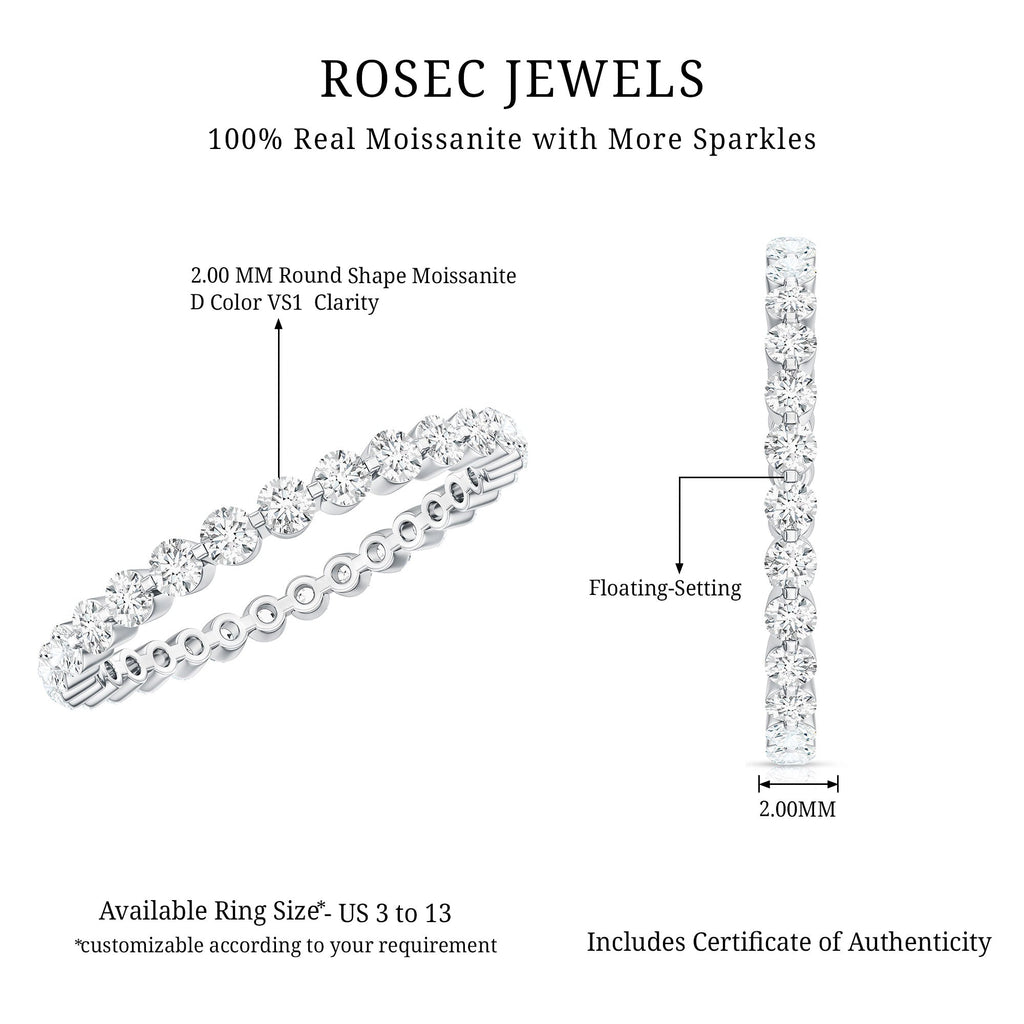 Moissanite Eternity Ring – Full Eternity Band With Round Cut Stones | Classic Circular Band