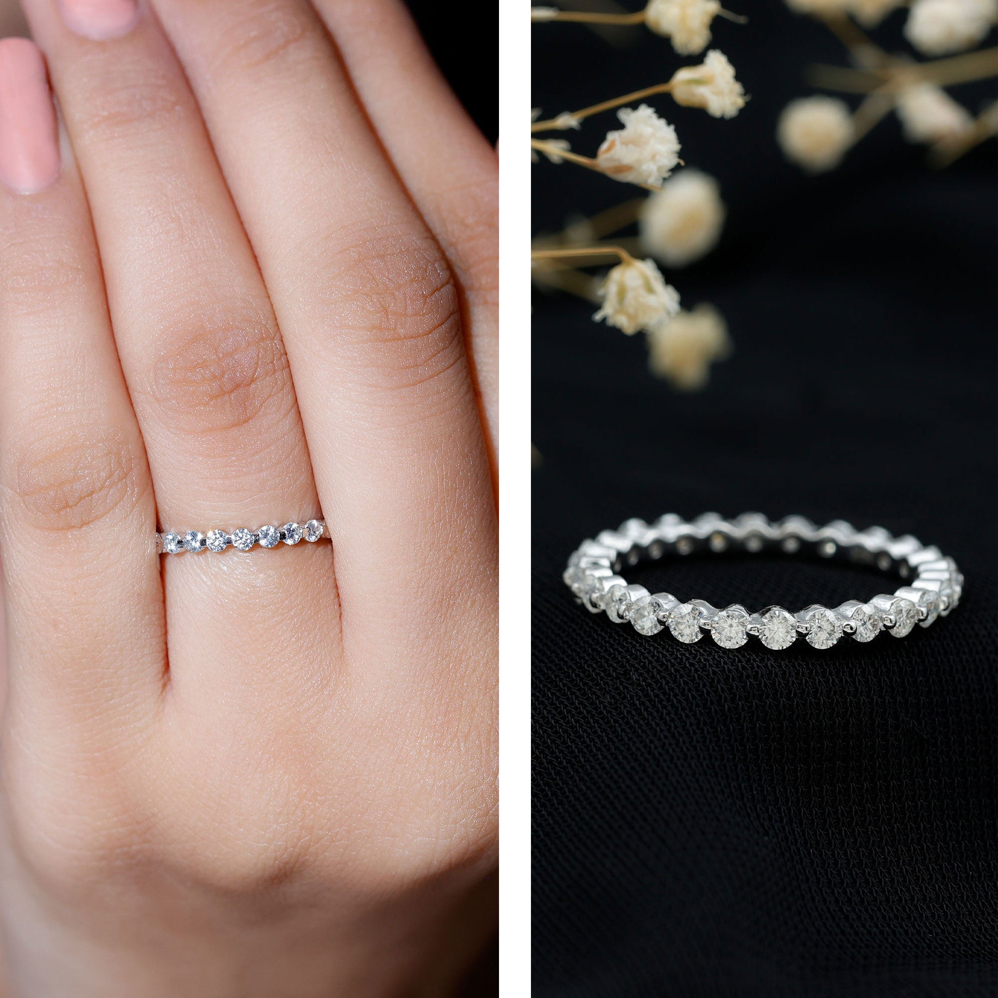 Moissanite Eternity Ring – Full Eternity Band With Round Cut Stones | Classic Circular Band