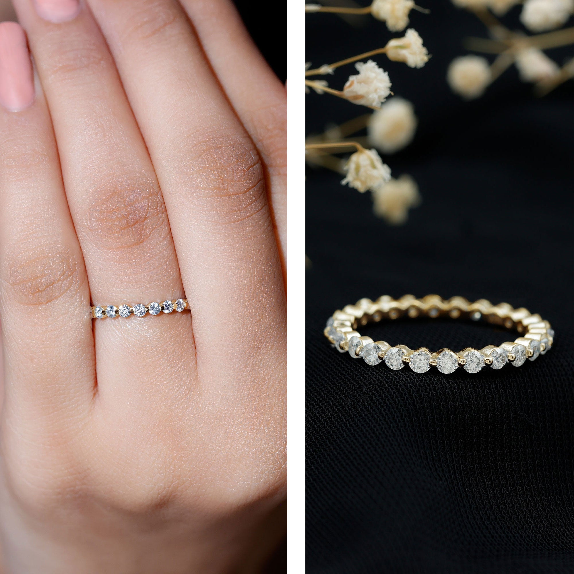 Moissanite Eternity Ring – Full Eternity Band With Round Cut Stones | Classic Circular Band