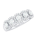 Round Cut Moissanite 5 Stone Anniversary Ring with Halo