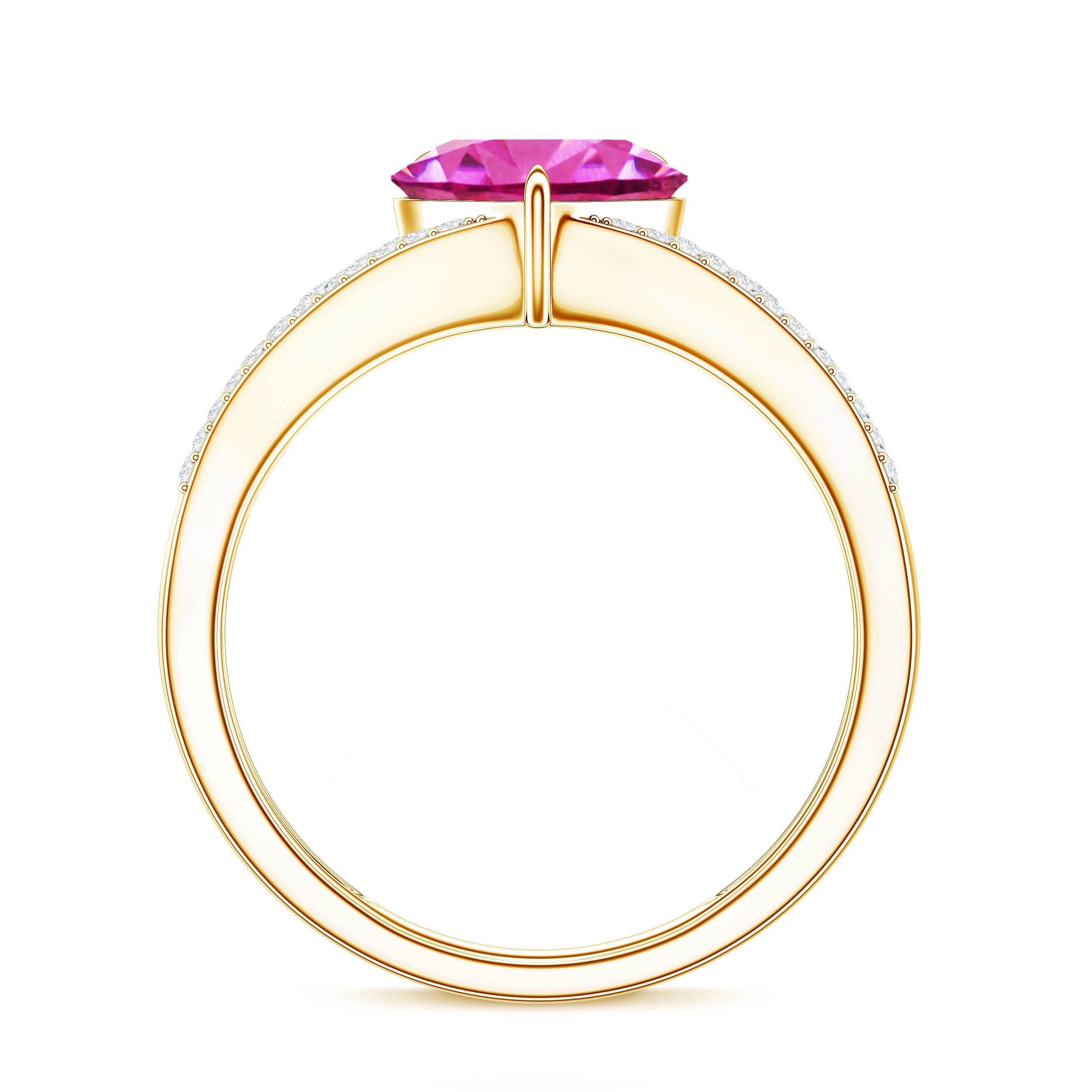 2 Carat Lab Created Pink Sapphire Heart Engagement Ring with Diamond