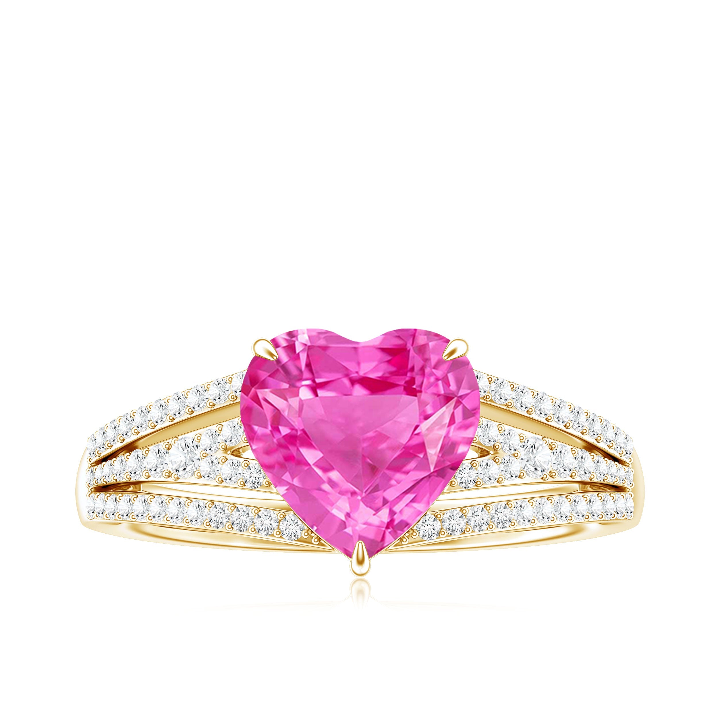 2 Carat Lab Created Pink Sapphire Heart Engagement Ring with Diamond