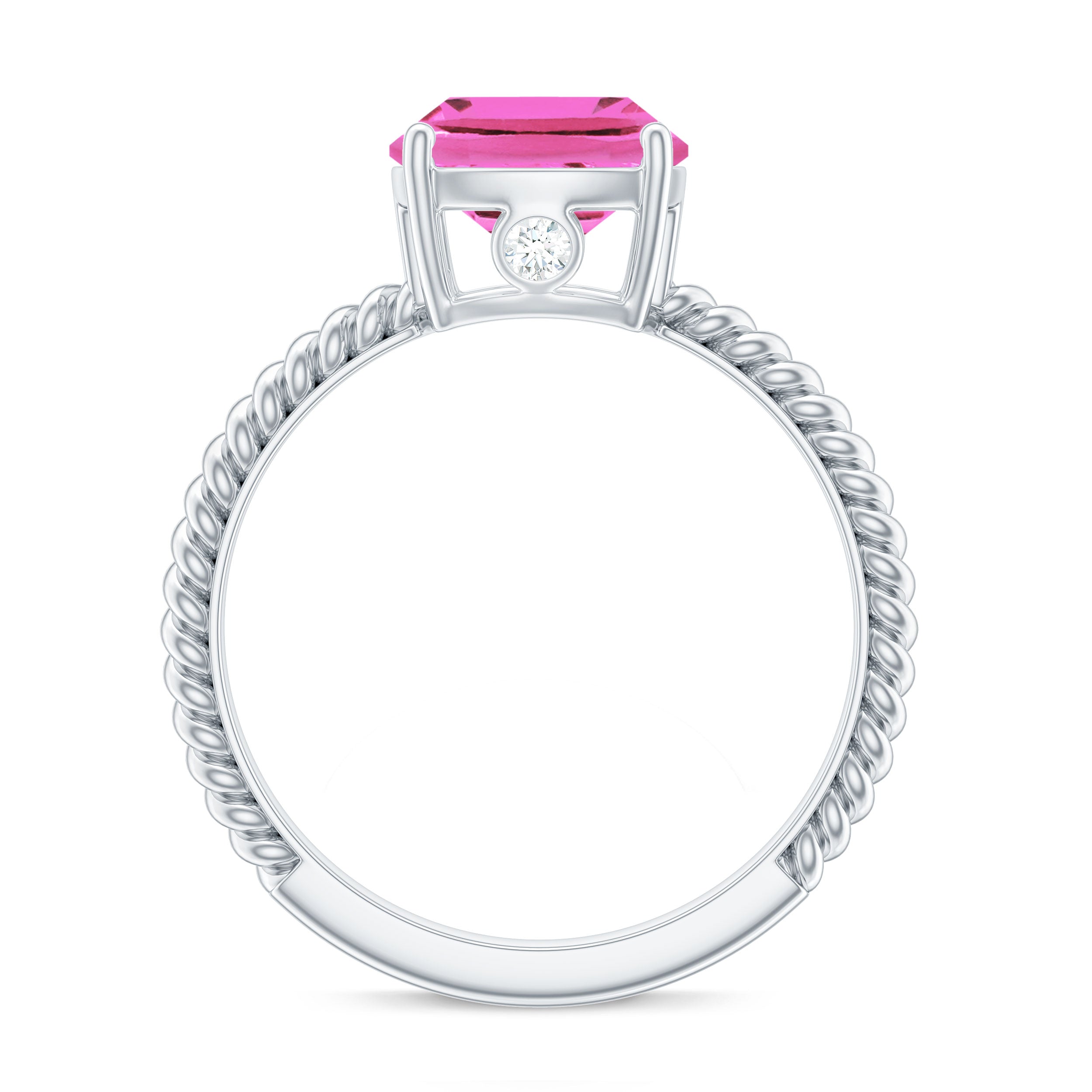 Created Pink Sapphire Solitaire Engagement Ring