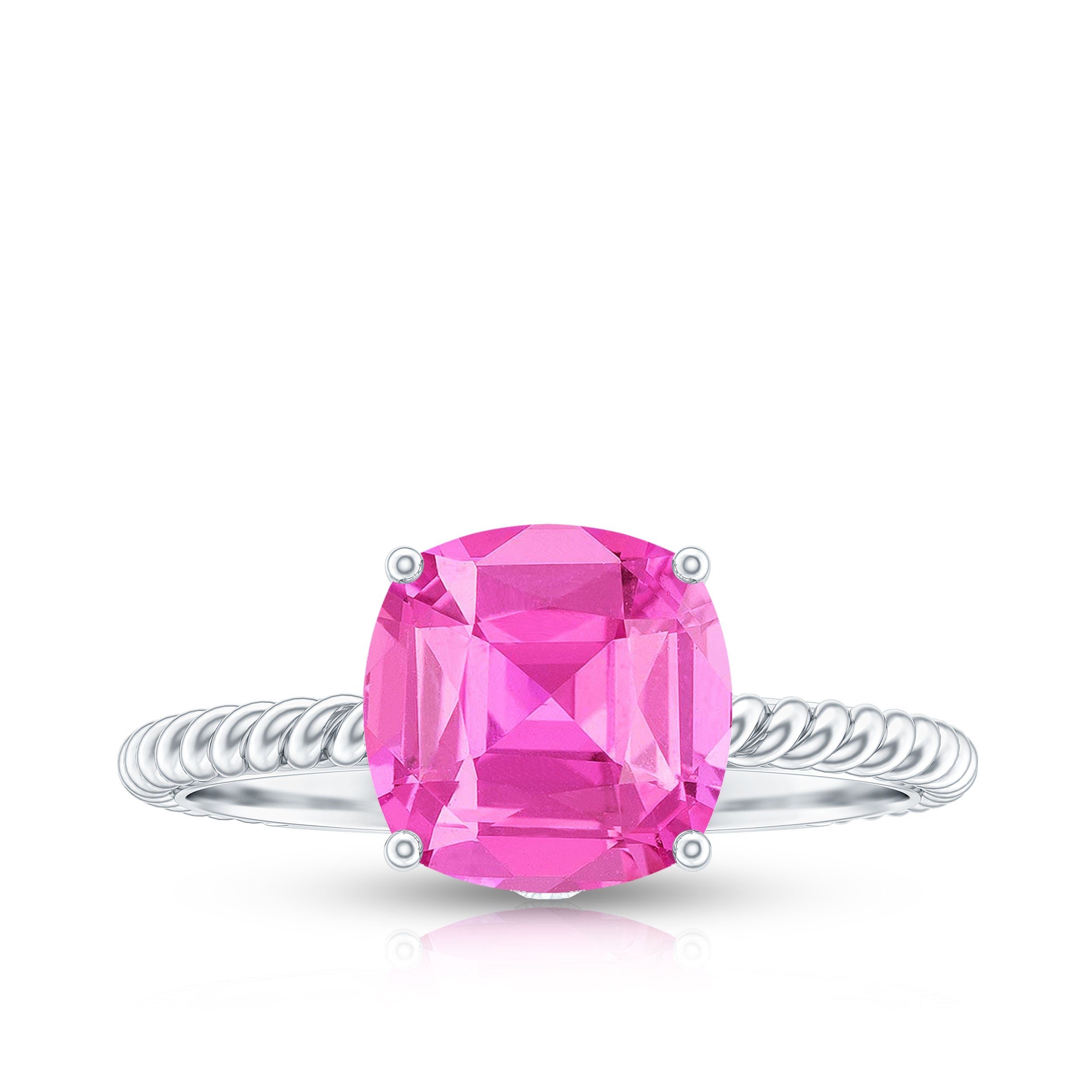 Created Pink Sapphire Solitaire Engagement Ring